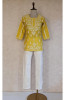 Yellow Chanderi Chikankari Short Top