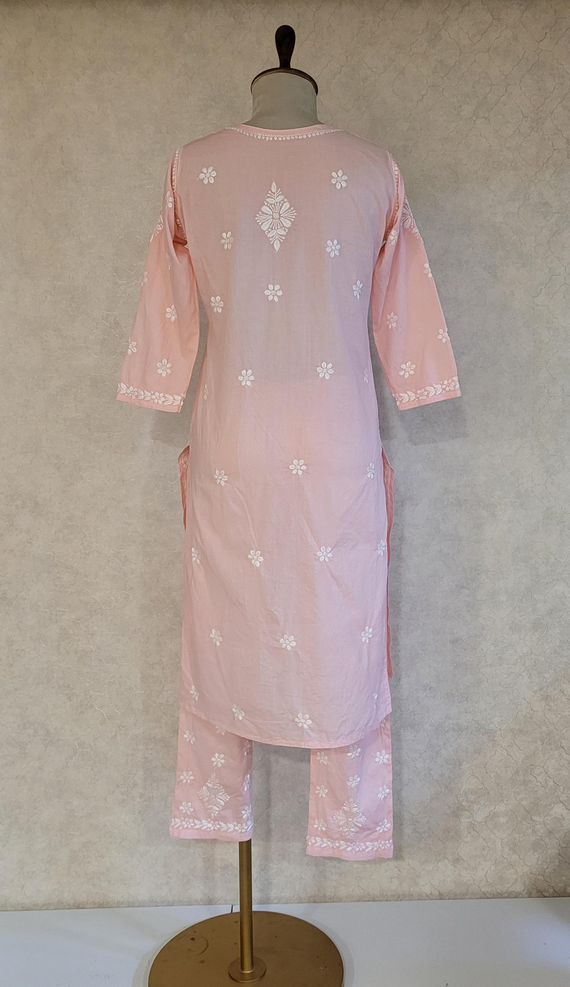 Powder Pink Cotton Chikankari Kurta & Pant Set