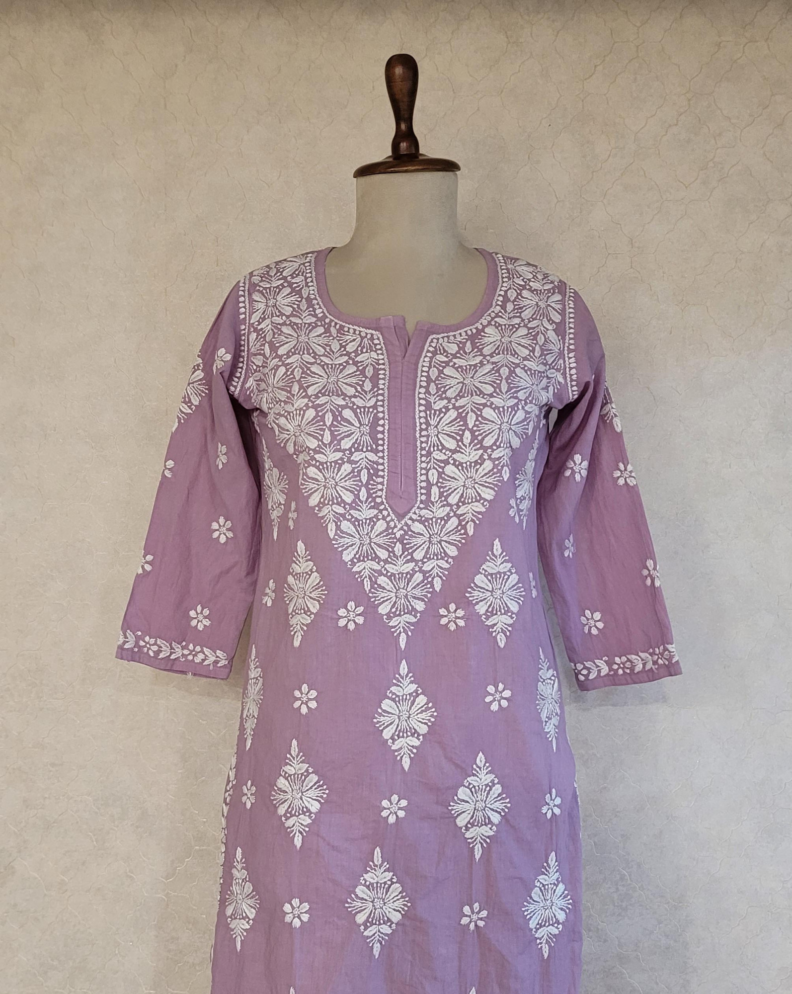 Dark Mouve Cotton Chikankari Kurta & Pant Set