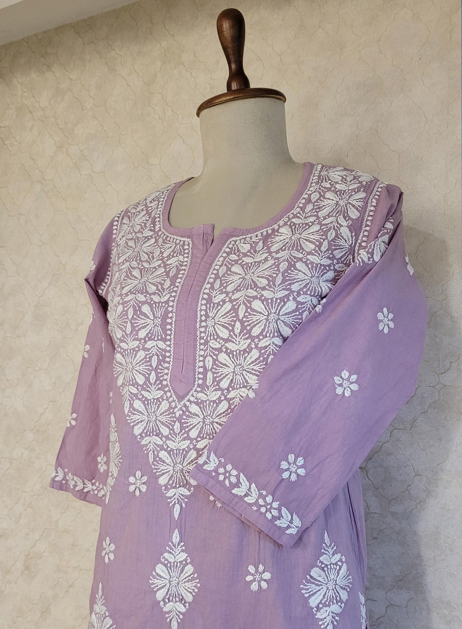 Dark Mouve Cotton Chikankari Kurta & Pant Set