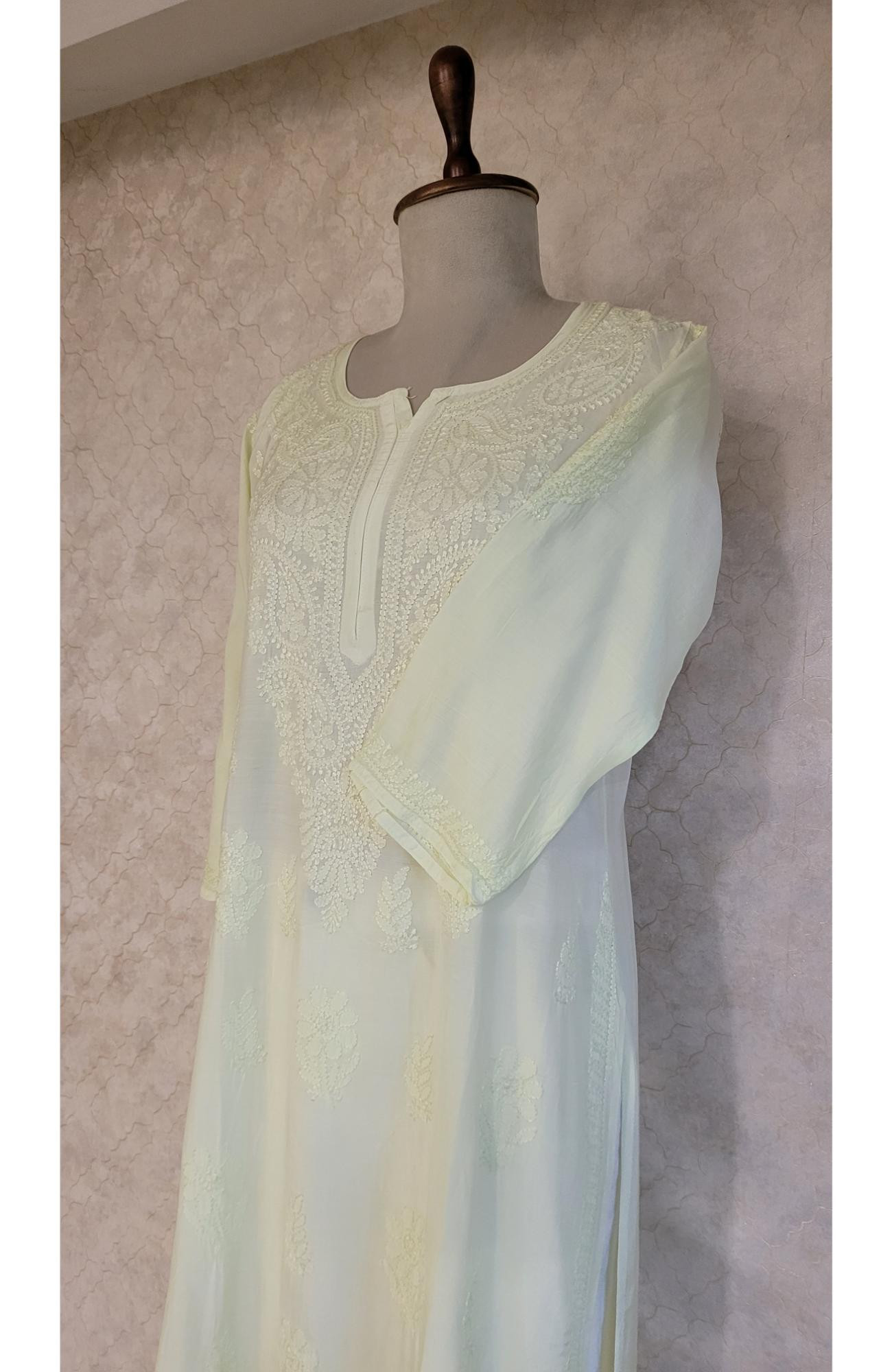 Yellow Muslin Chikankari Kurta