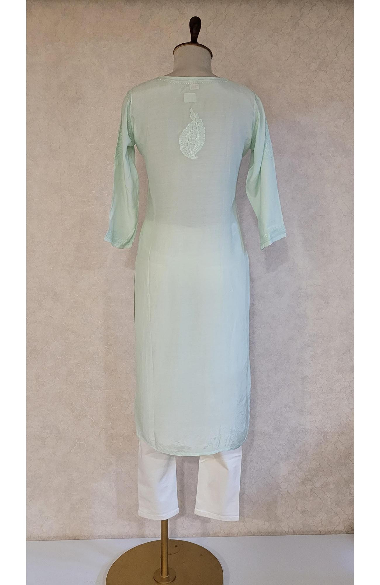 Sea Green Muslin Chikankari Kurta