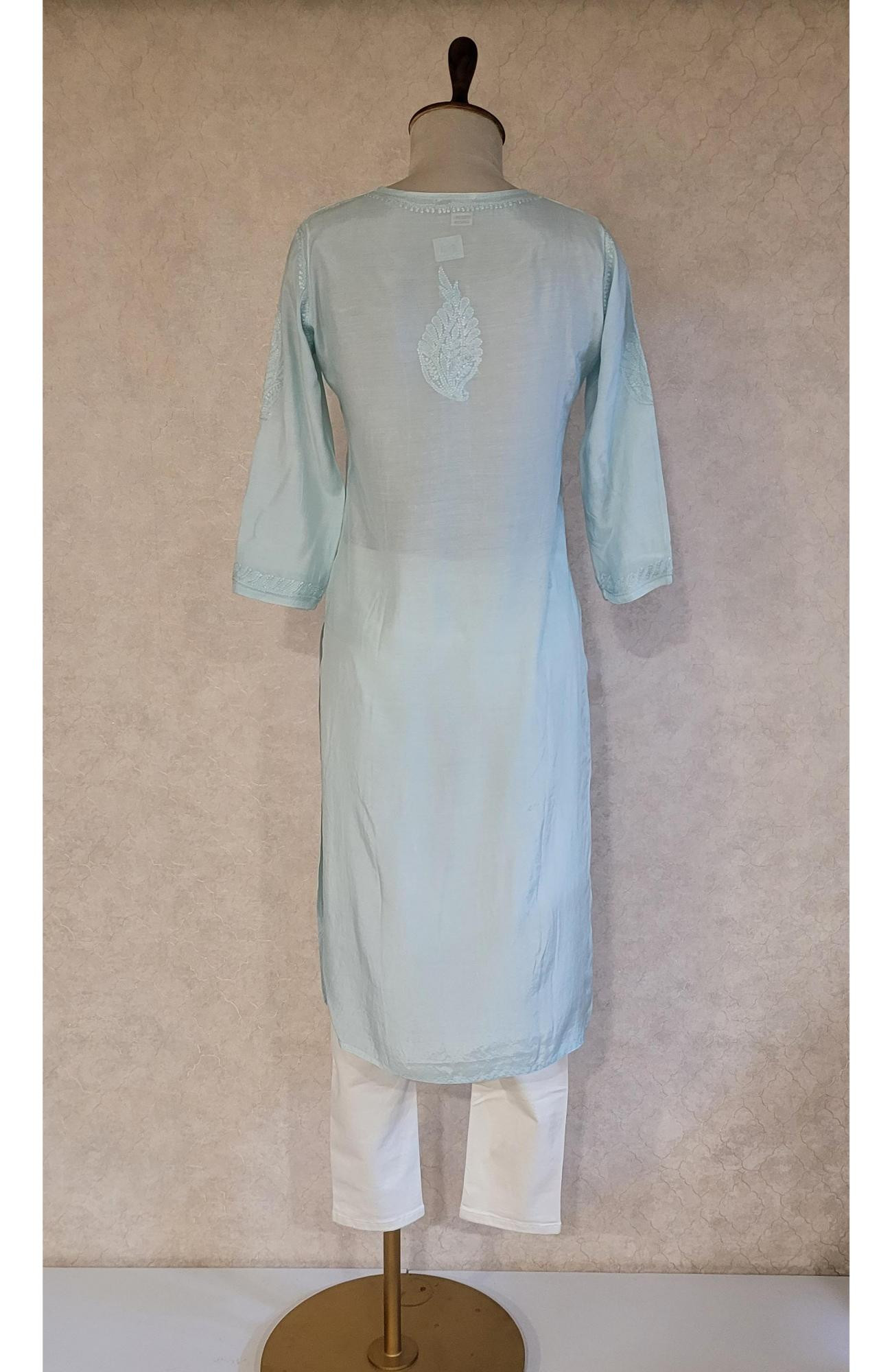 Aqua Tint Muslin Chikankari Kurta