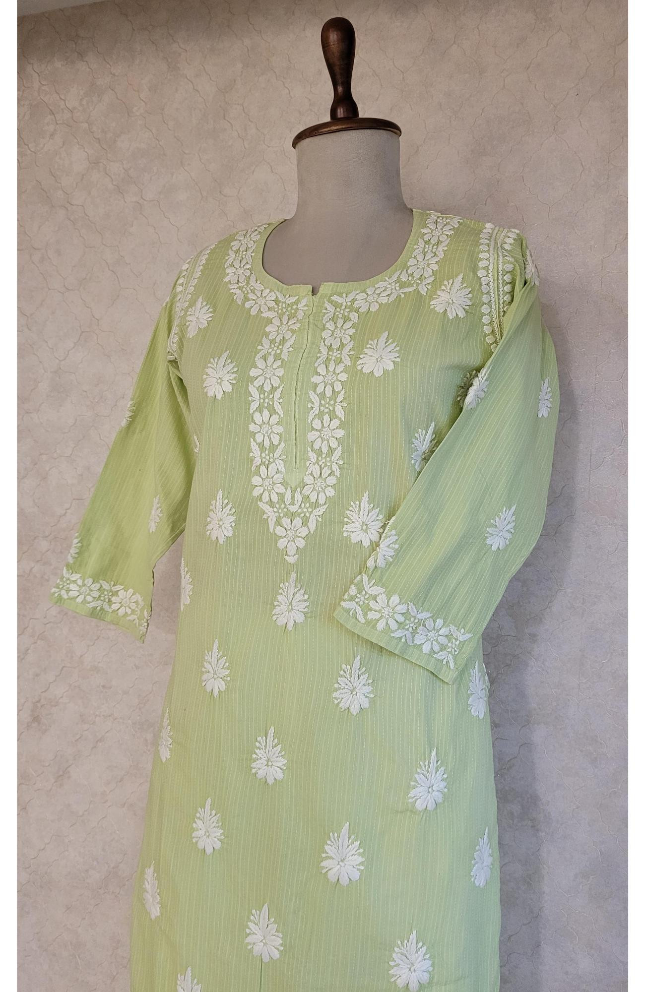 Olive Green Cotton Lining Chikankari Kurta