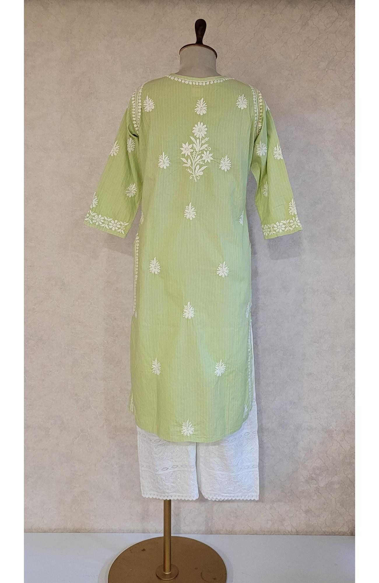 Olive Green Cotton Lining Chikankari Kurta