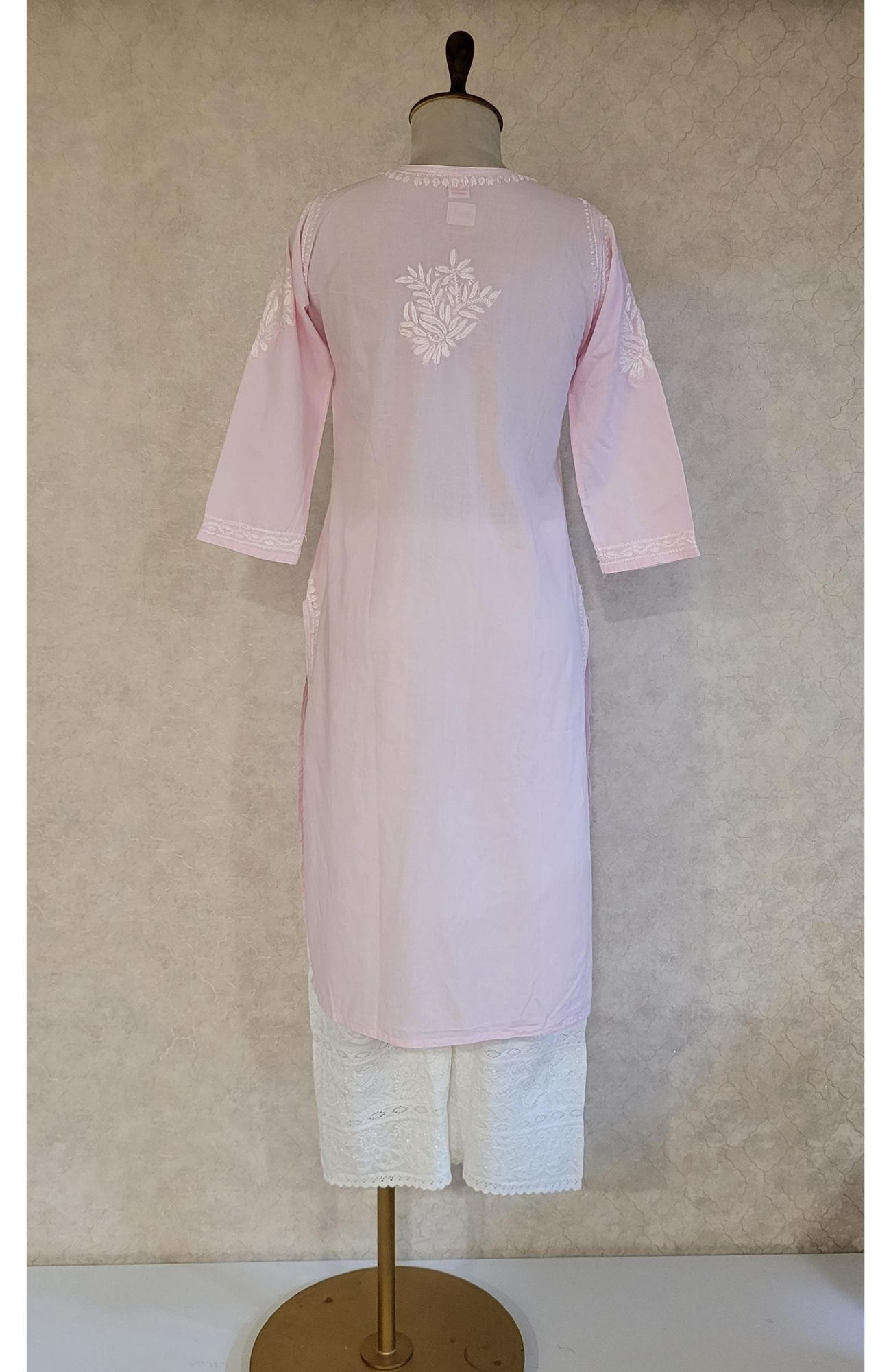 Baby Pink Combric  Cotton Chikankari Kurta