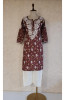 Maroon Print Mul Cotton Chikankari Kurta