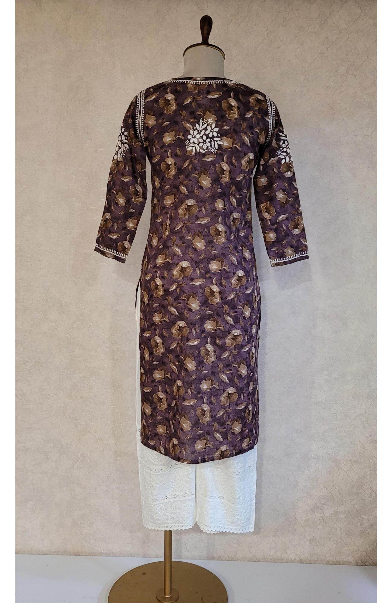 Purple Print Mul Cotton Chikankari Kurta