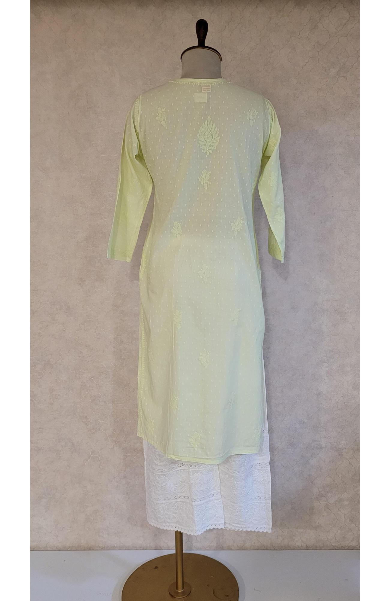 Light Pista Green Cotton Chikankari Kurta