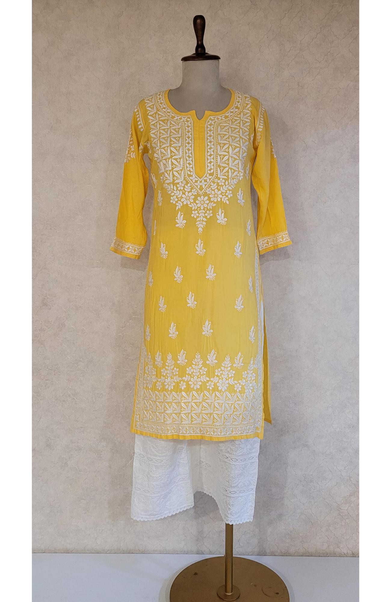 Yellow Modal Chikankari Kurta