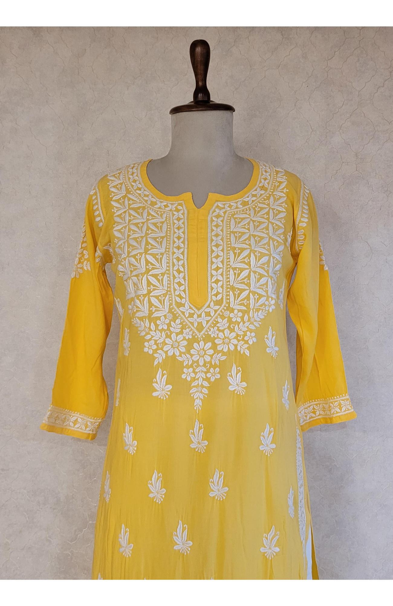 Yellow Modal Chikankari Kurta