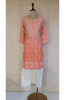 Orange Ombre Muslin Chikankari Kurta