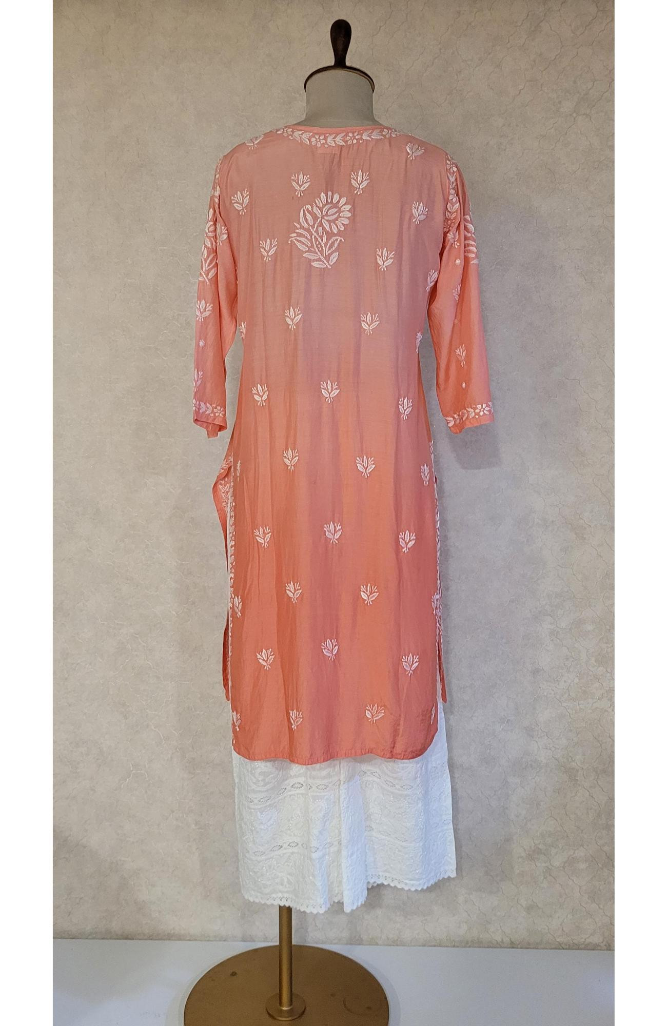 Orange Ombre Muslin Chikankari Kurta