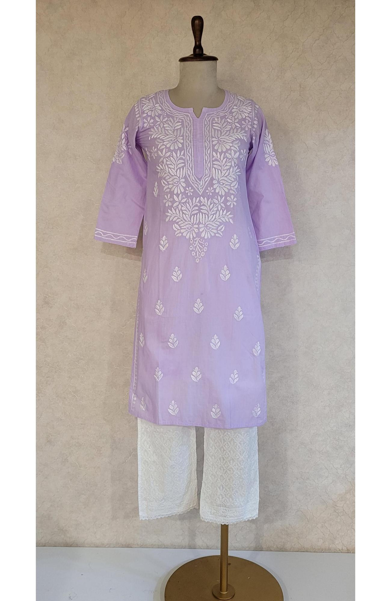 Blue Cambric Cotton Chikankari Kurta