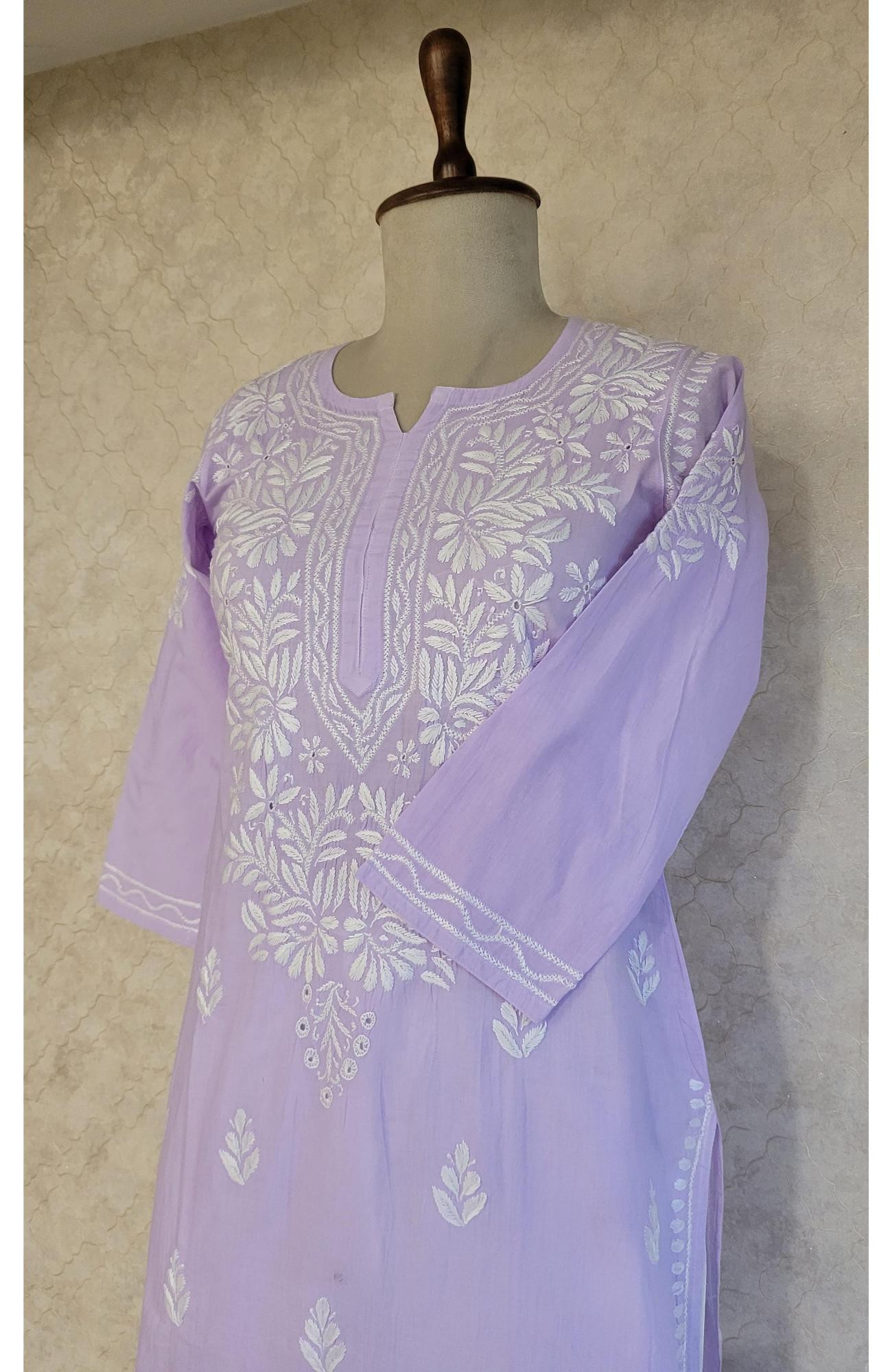 Blue Cambric Cotton Chikankari Kurta