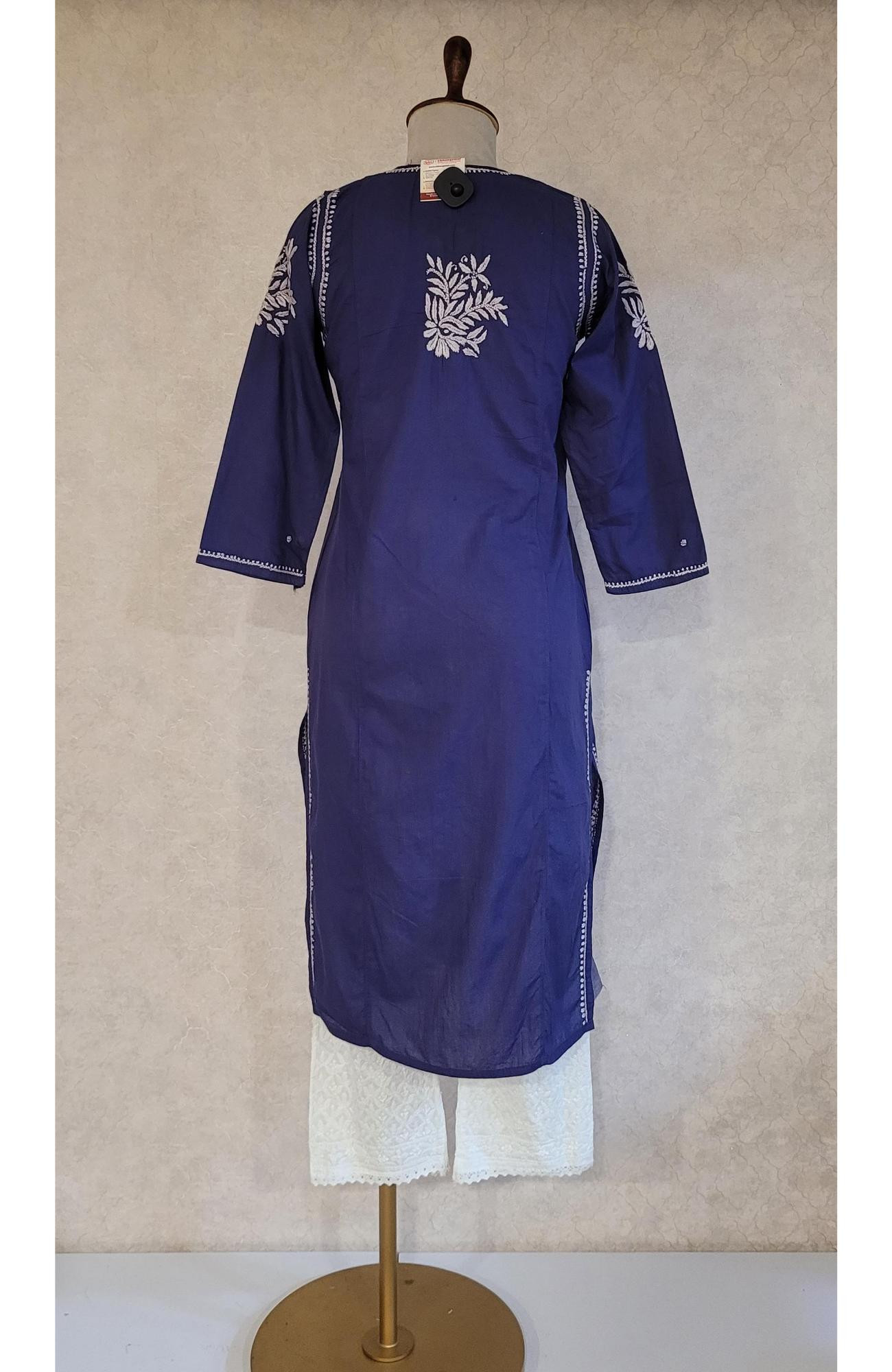 Purple Blue Cambric Cotton Chikankari Kurta