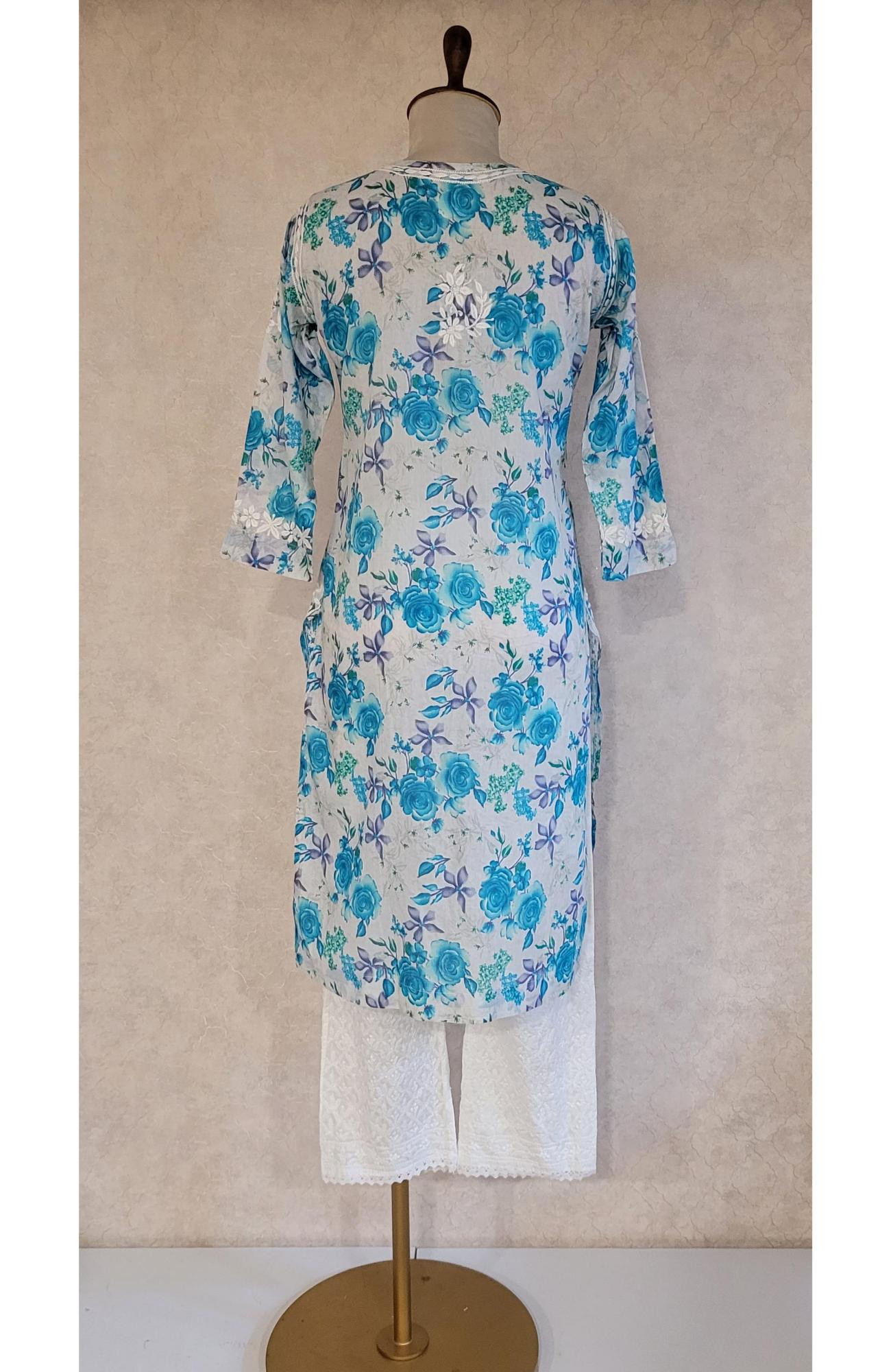 Blue Mul Cotton Chikankari Kurta