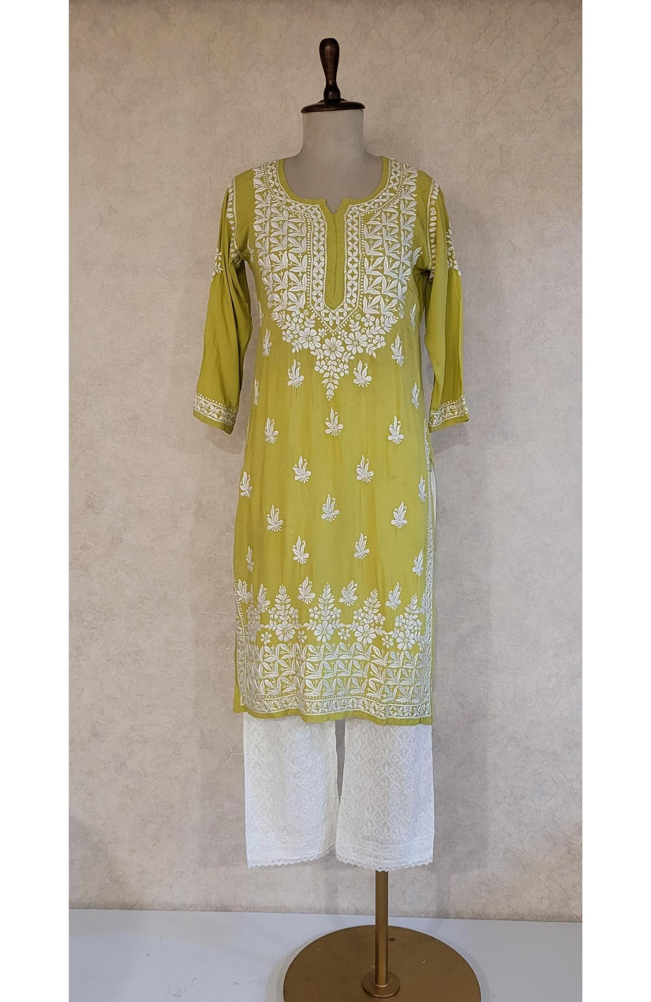 Pista Green Modal  Chikankari Kurta
