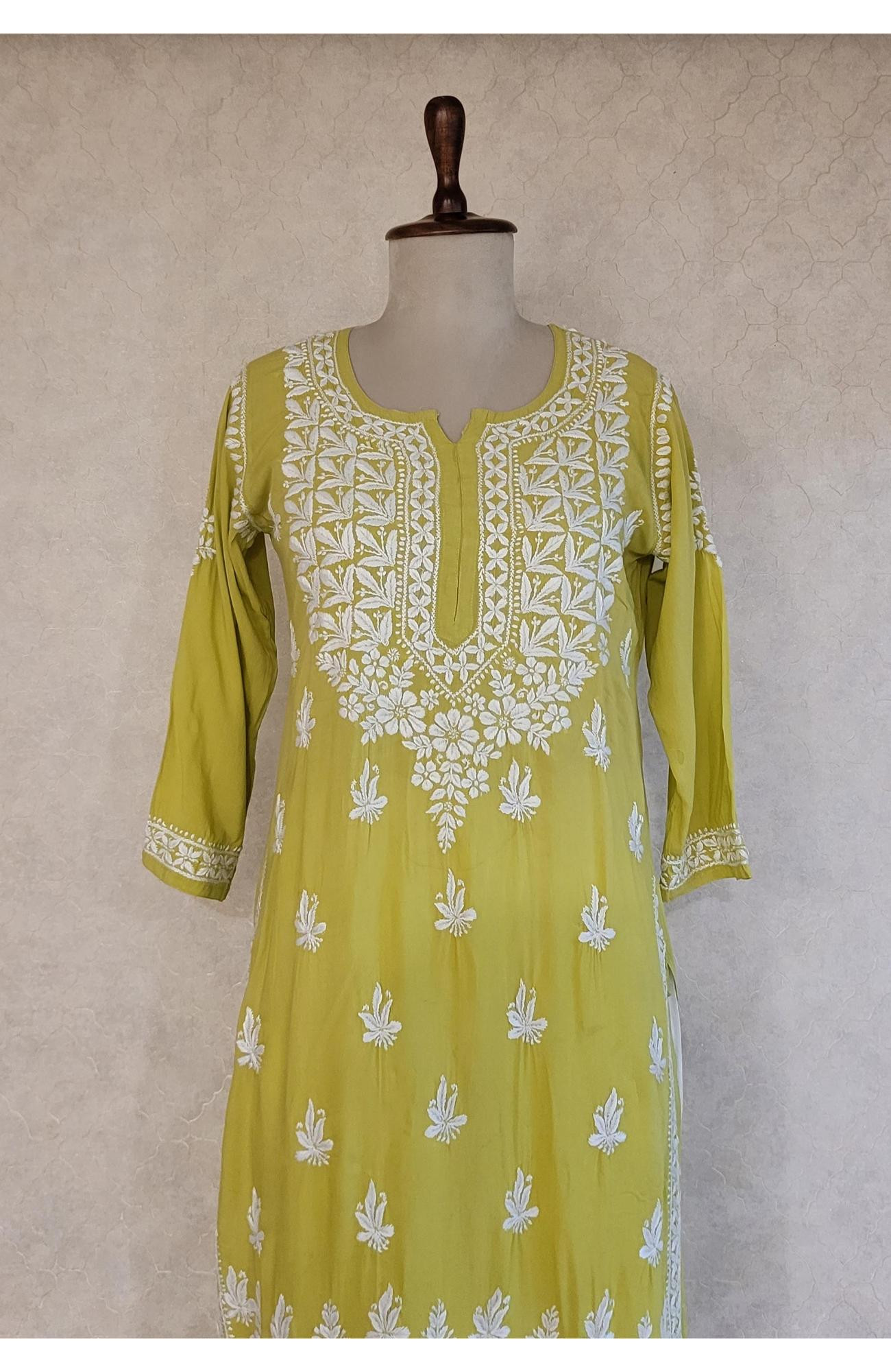 Pista Green Modal  Chikankari Kurta