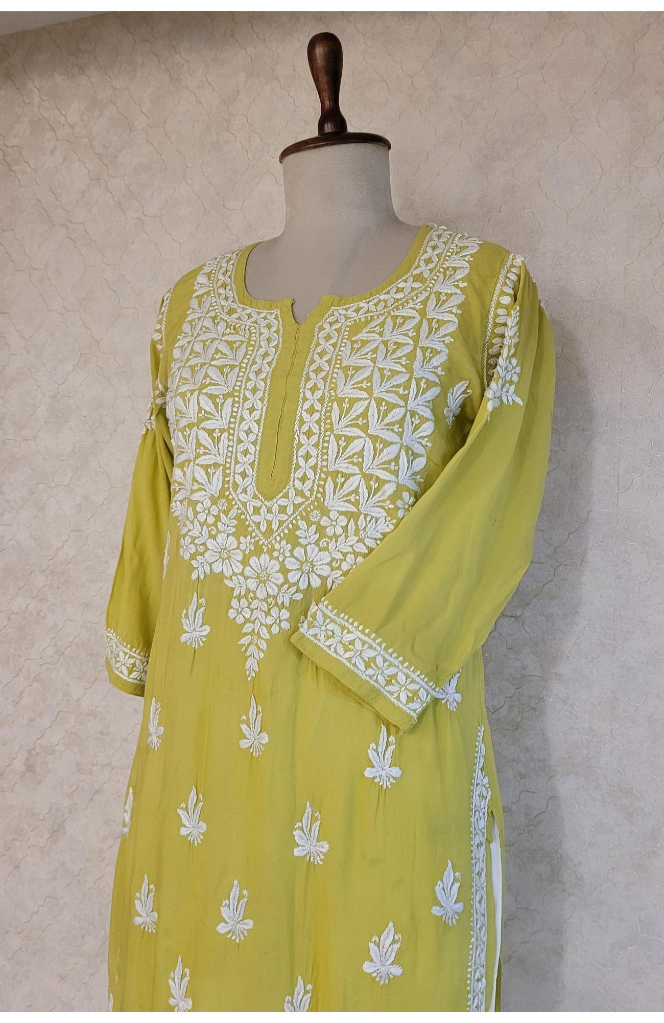 Pista Green Modal  Chikankari Kurta