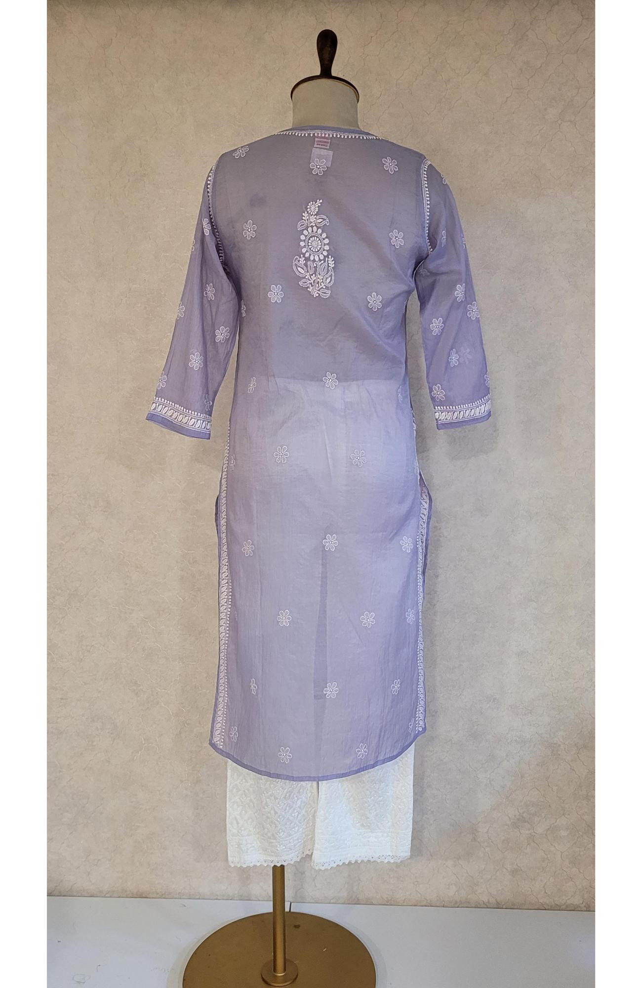 Light Blue Mul Chanderi Chikankari Kurta