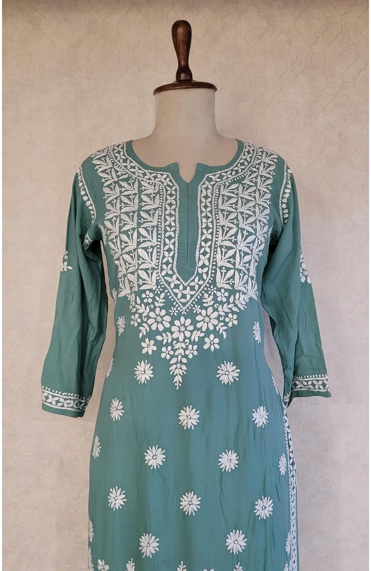 Green Modal Chikankari Kurta
