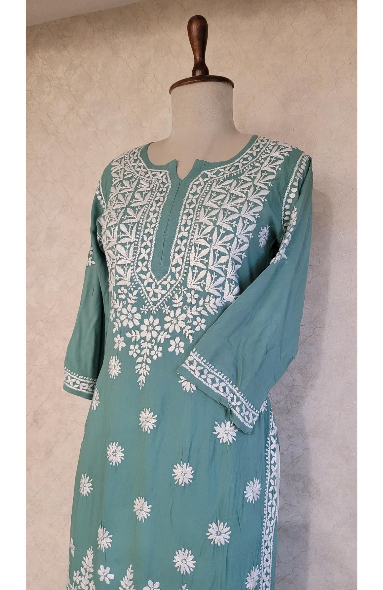 Green Modal Chikankari Kurta