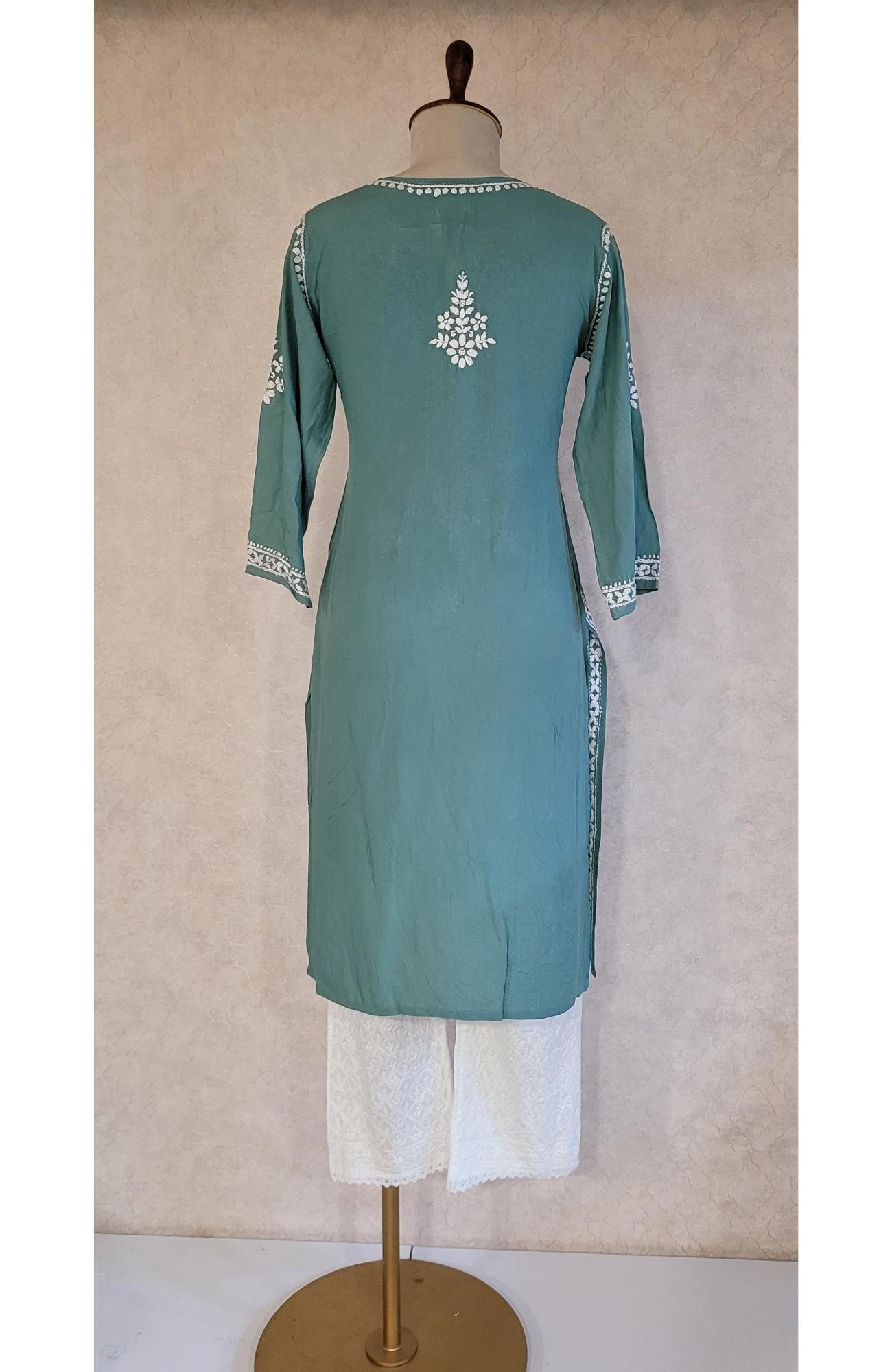 Green Modal Chikankari Kurta
