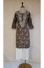 Greenish Grey Mul Print Cotton Chikankari Kurta