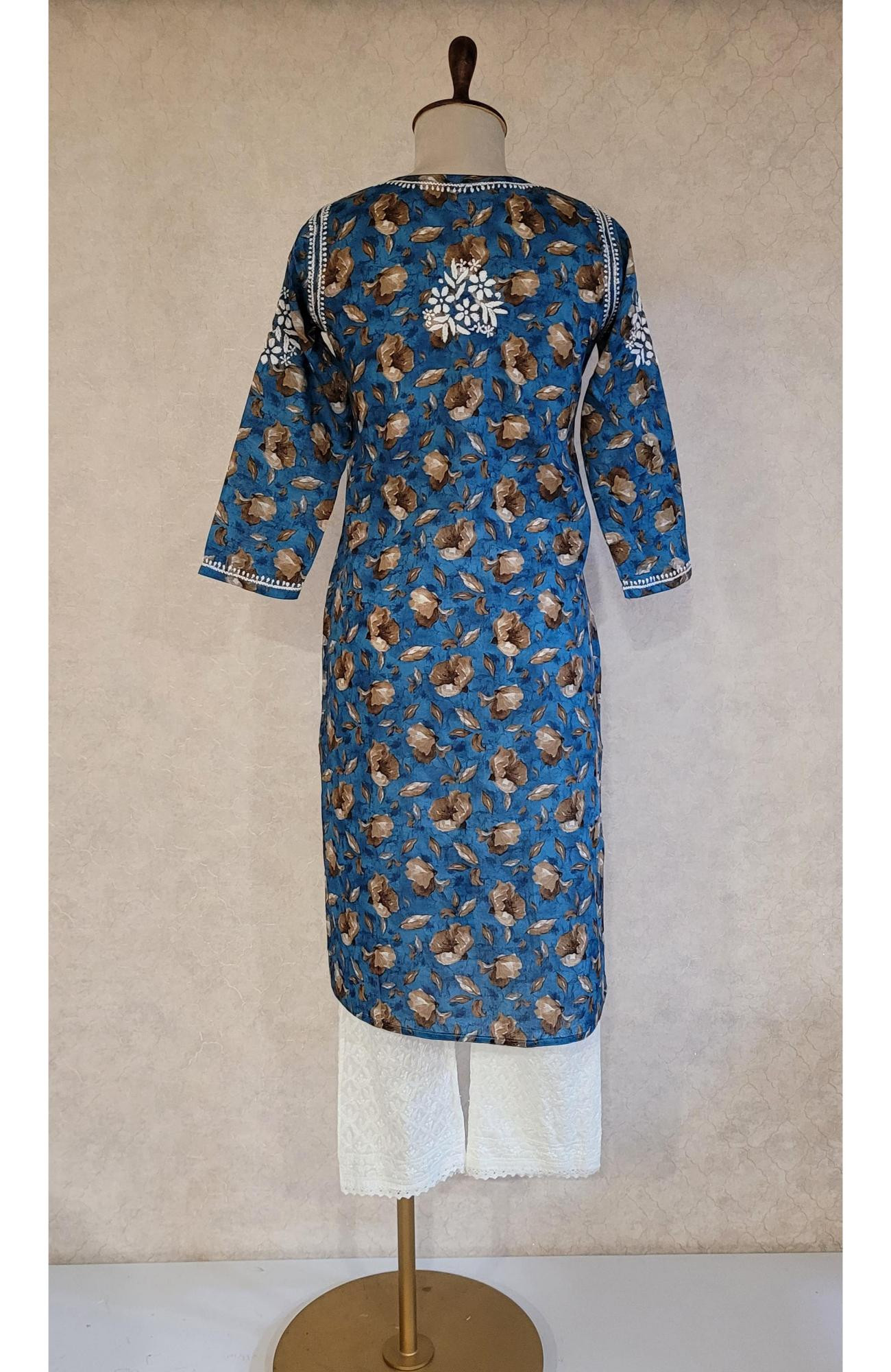 Blue Print Mul Cotton Chikankari Kurta