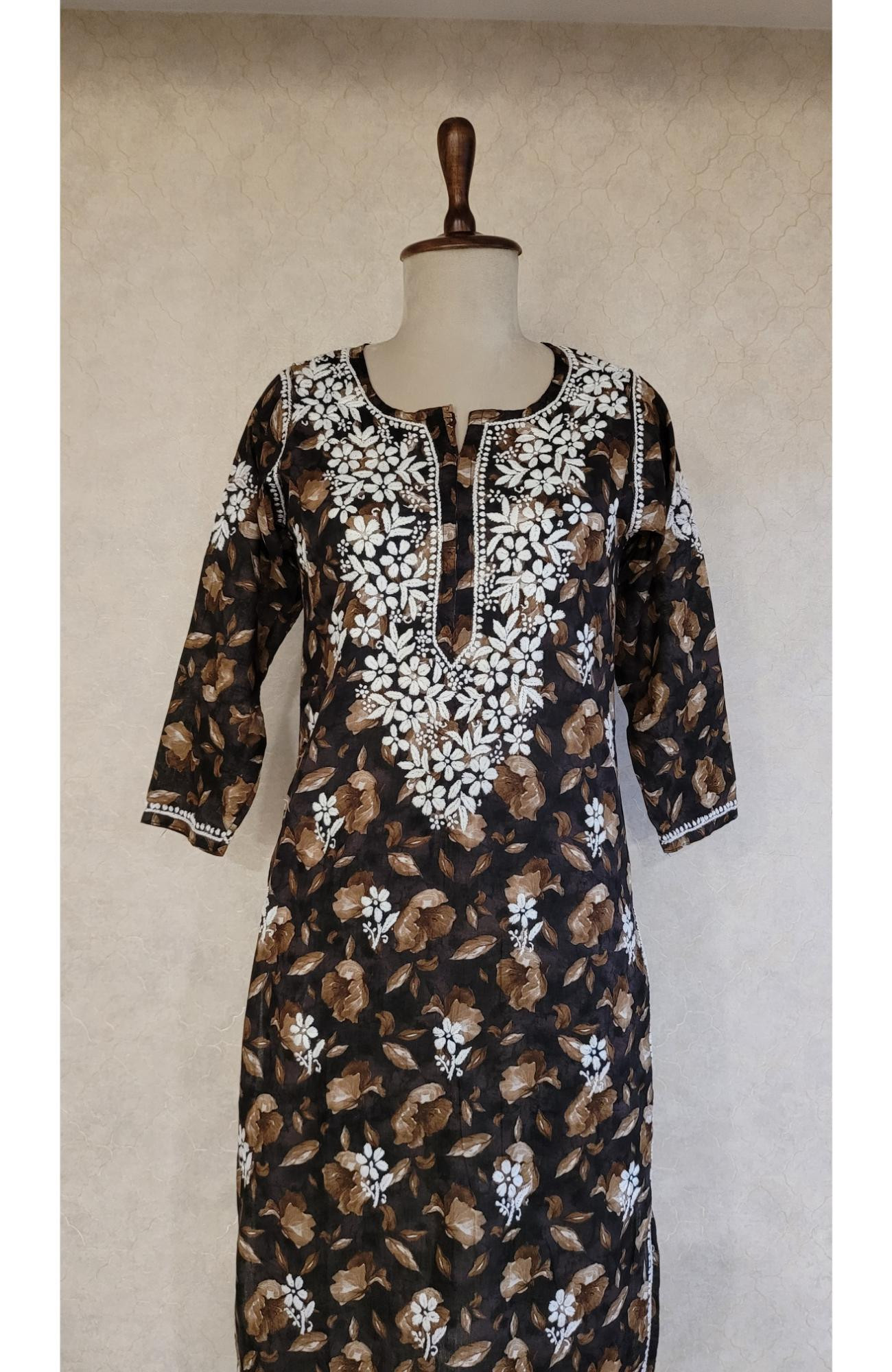 Black Print Mul Cotton Chikankari Kurta