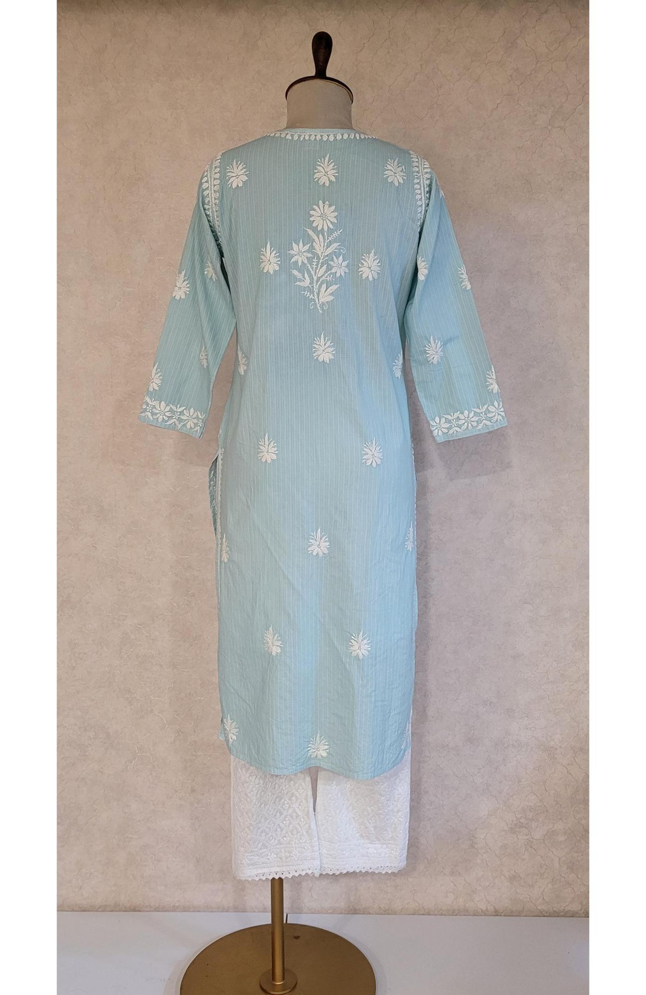 Sky Blue Cotton Lining Chikankari Kurta