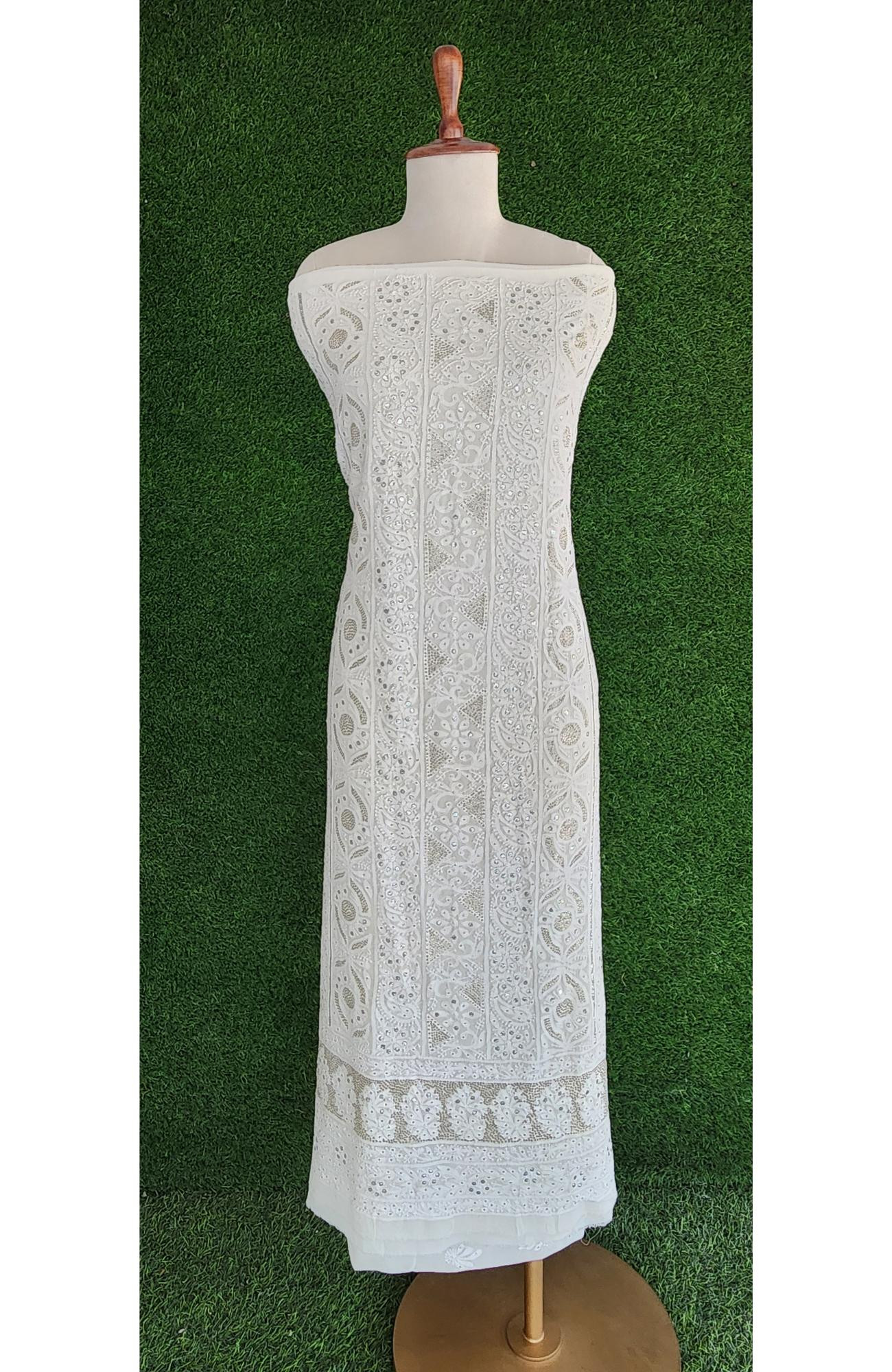 Rohia White Pure Georgette Chikankari Kurta & Dupatta