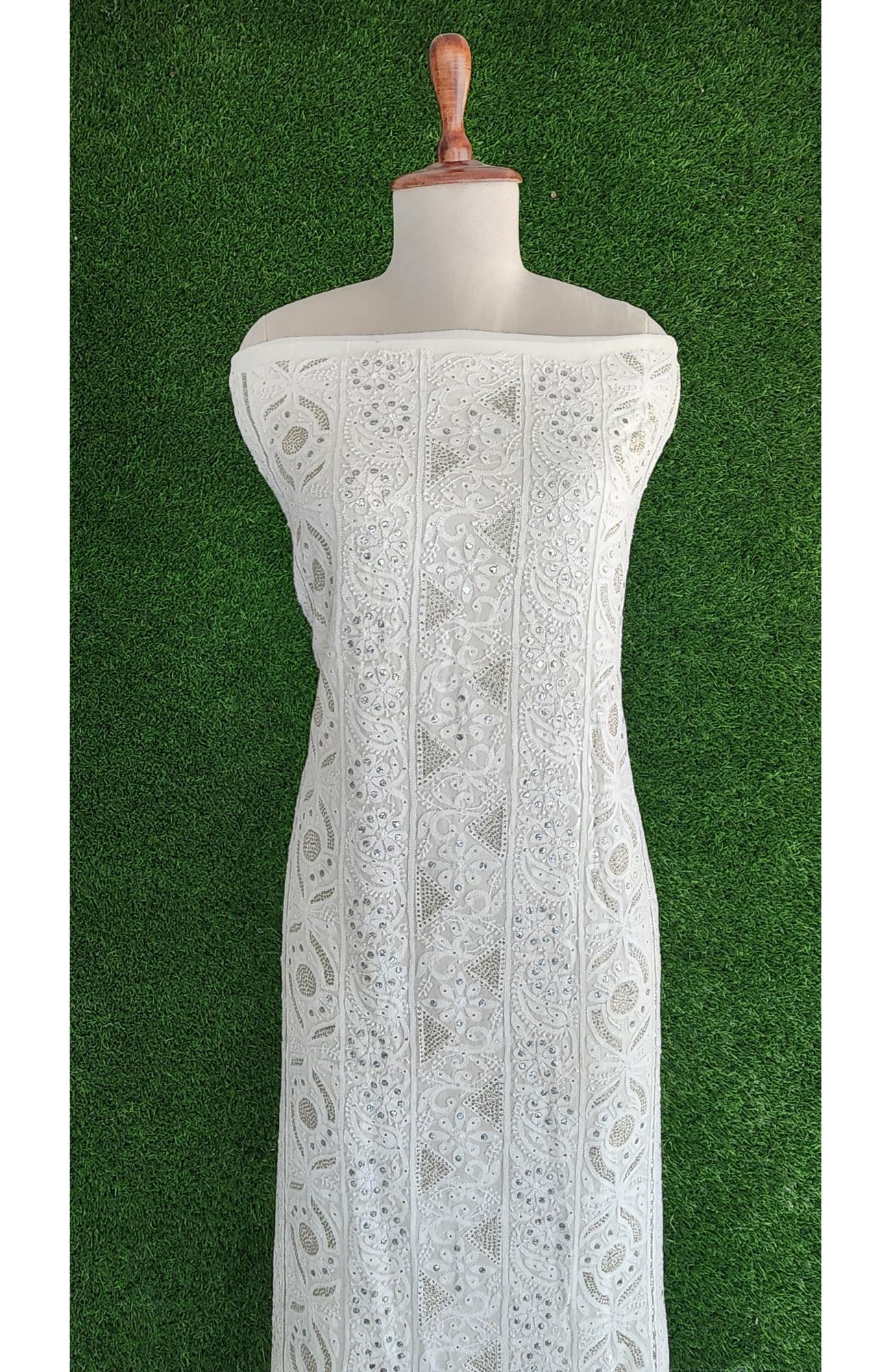 Rohia White Pure Georgette Chikankari Kurta & Dupatta