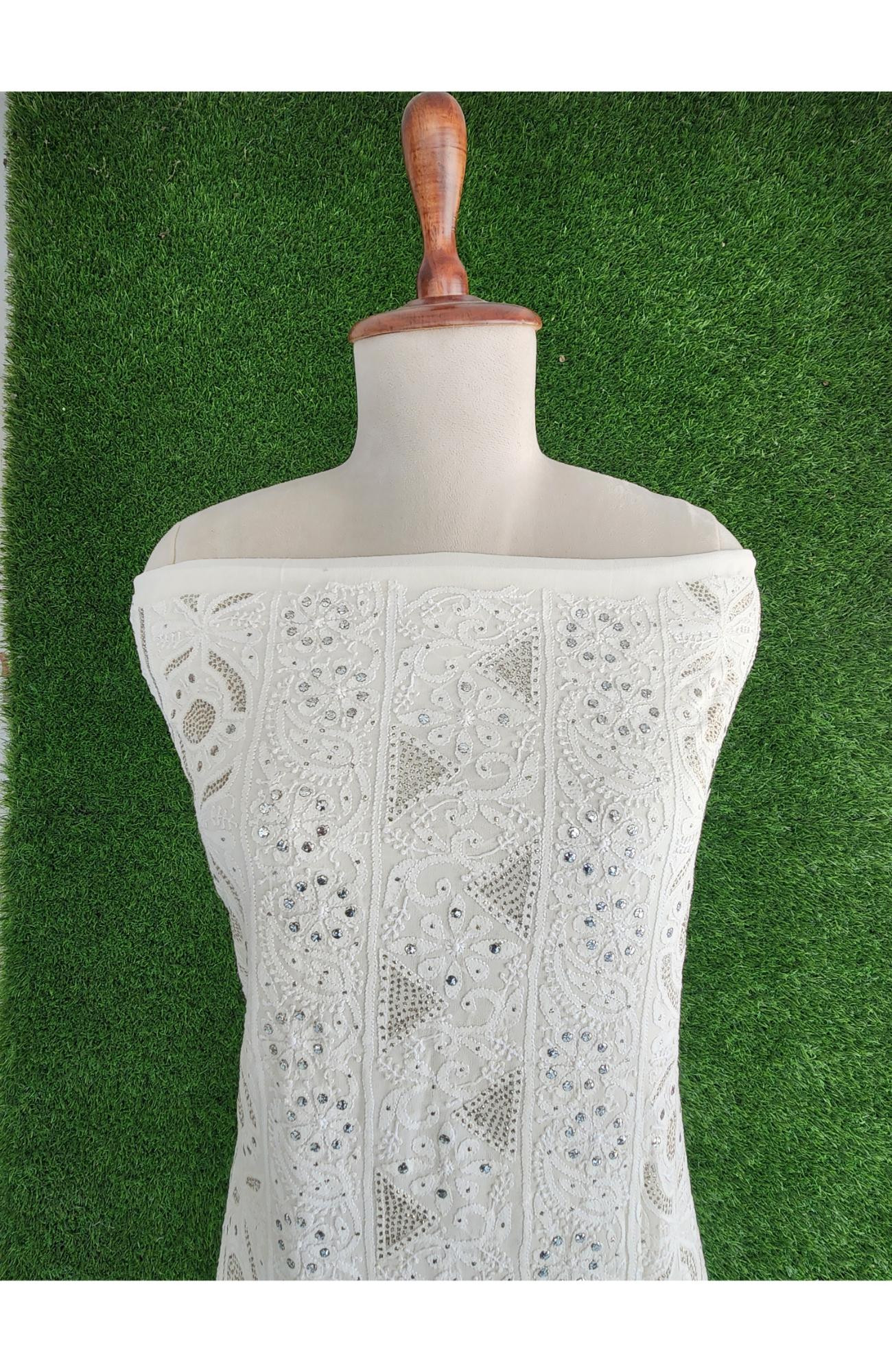 Rohia White Pure Georgette Chikankari Kurta & Dupatta