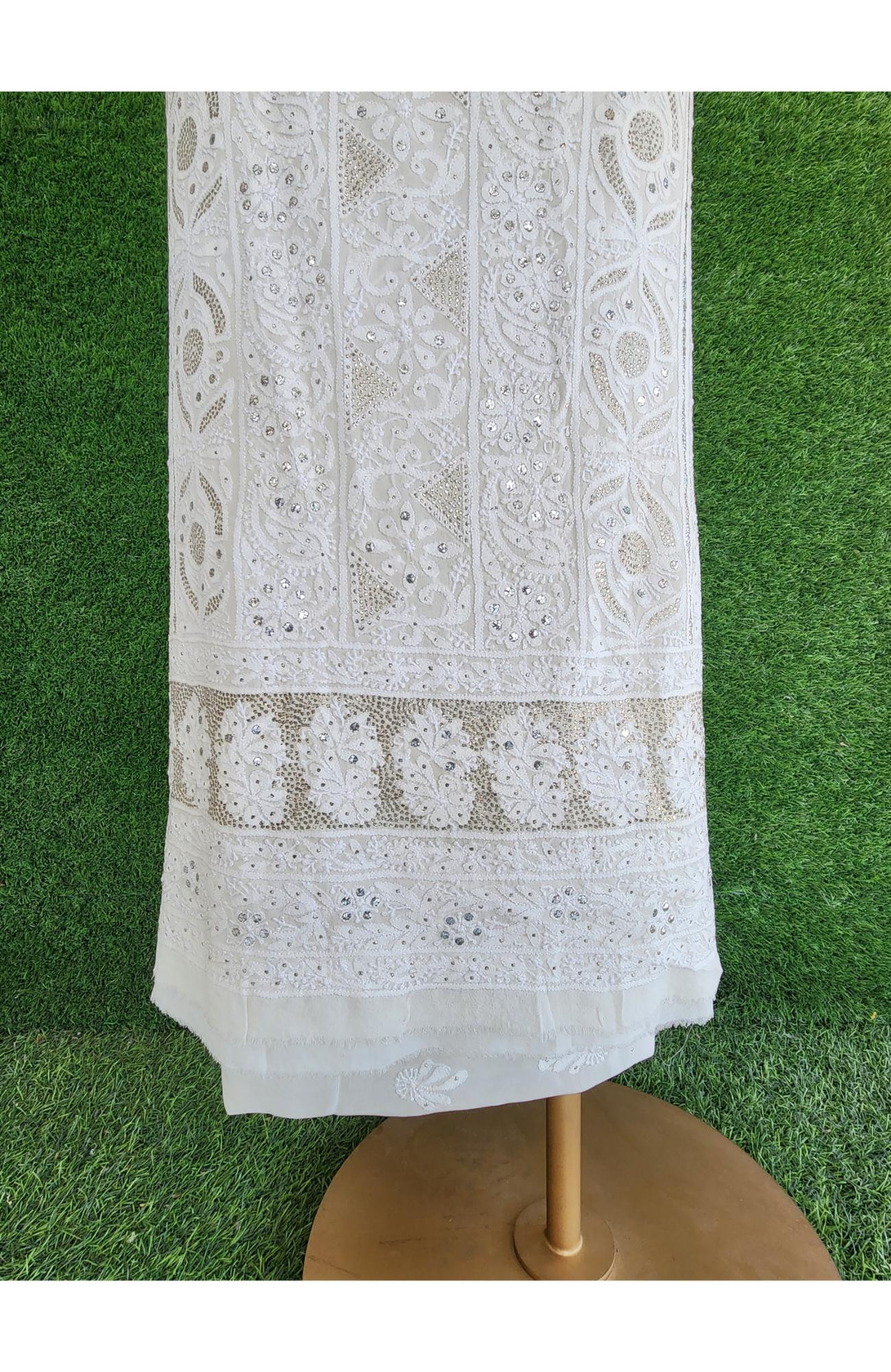 Rohia White Pure Georgette Chikankari Kurta & Dupatta