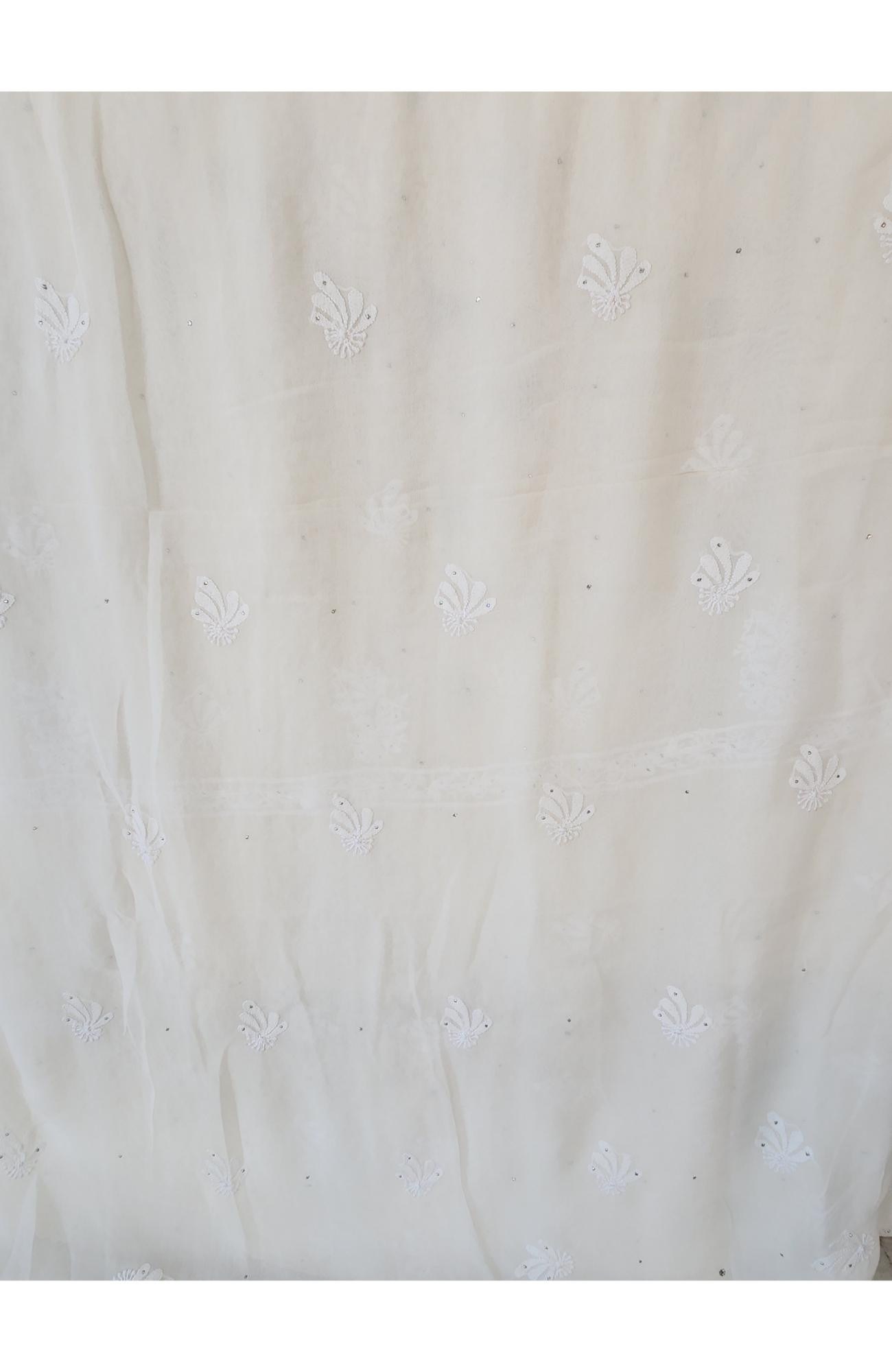 Rohia White Pure Georgette Chikankari Kurta & Dupatta