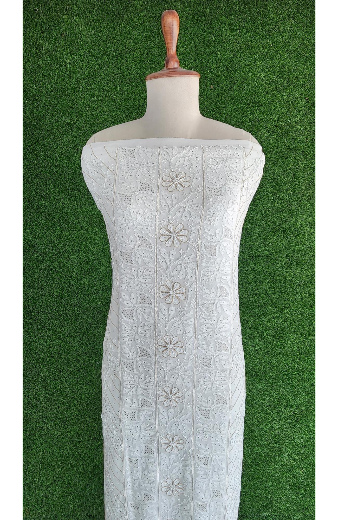 Rohia White Pure Georgette Chikankari Kurta & Dupatta