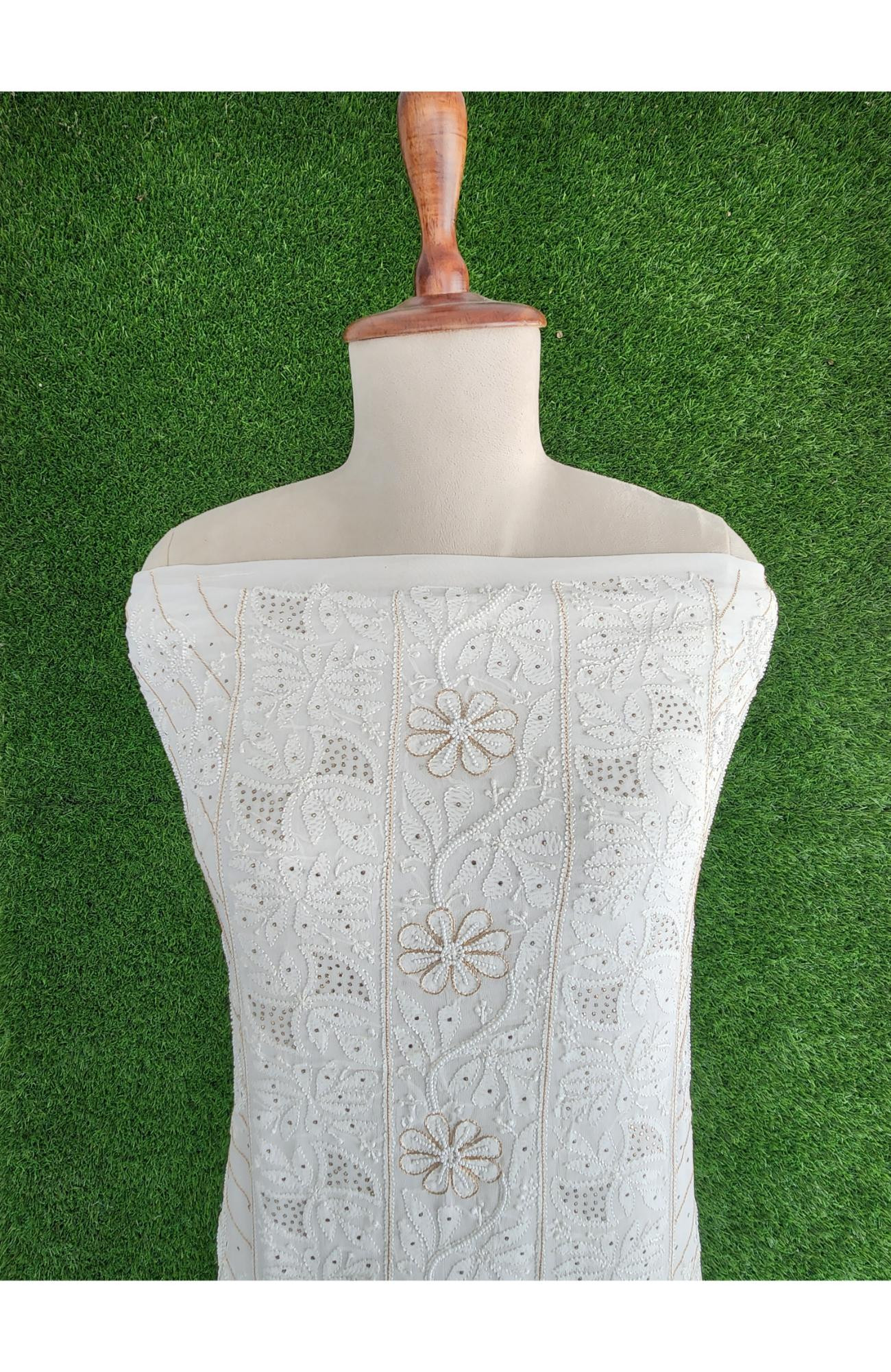 Rohia White Pure Georgette Chikankari Kurta & Dupatta