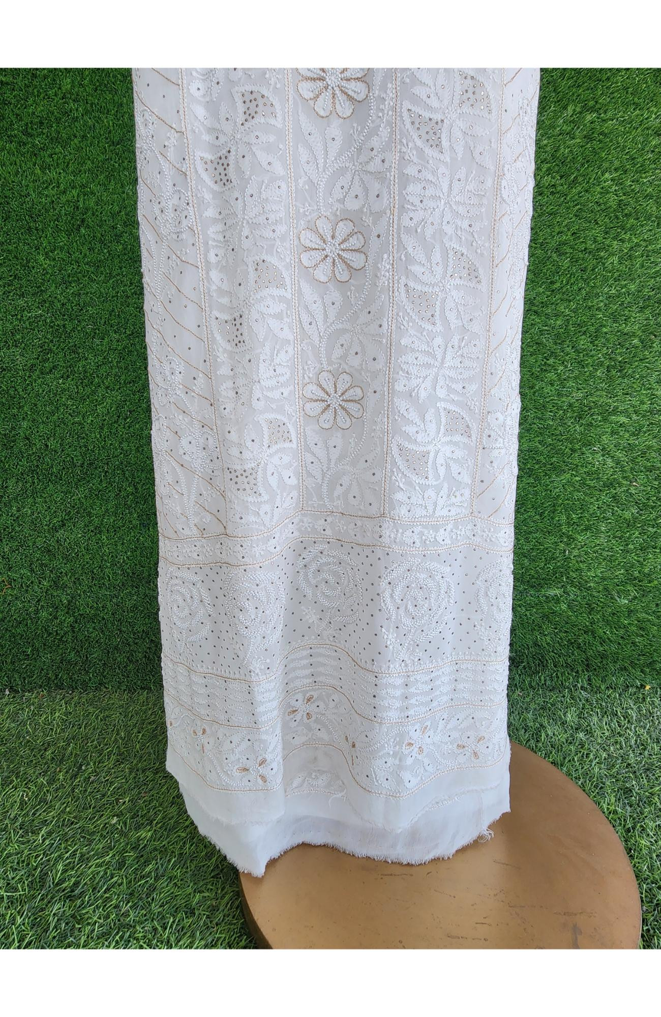 Rohia White Pure Georgette Chikankari Kurta & Dupatta