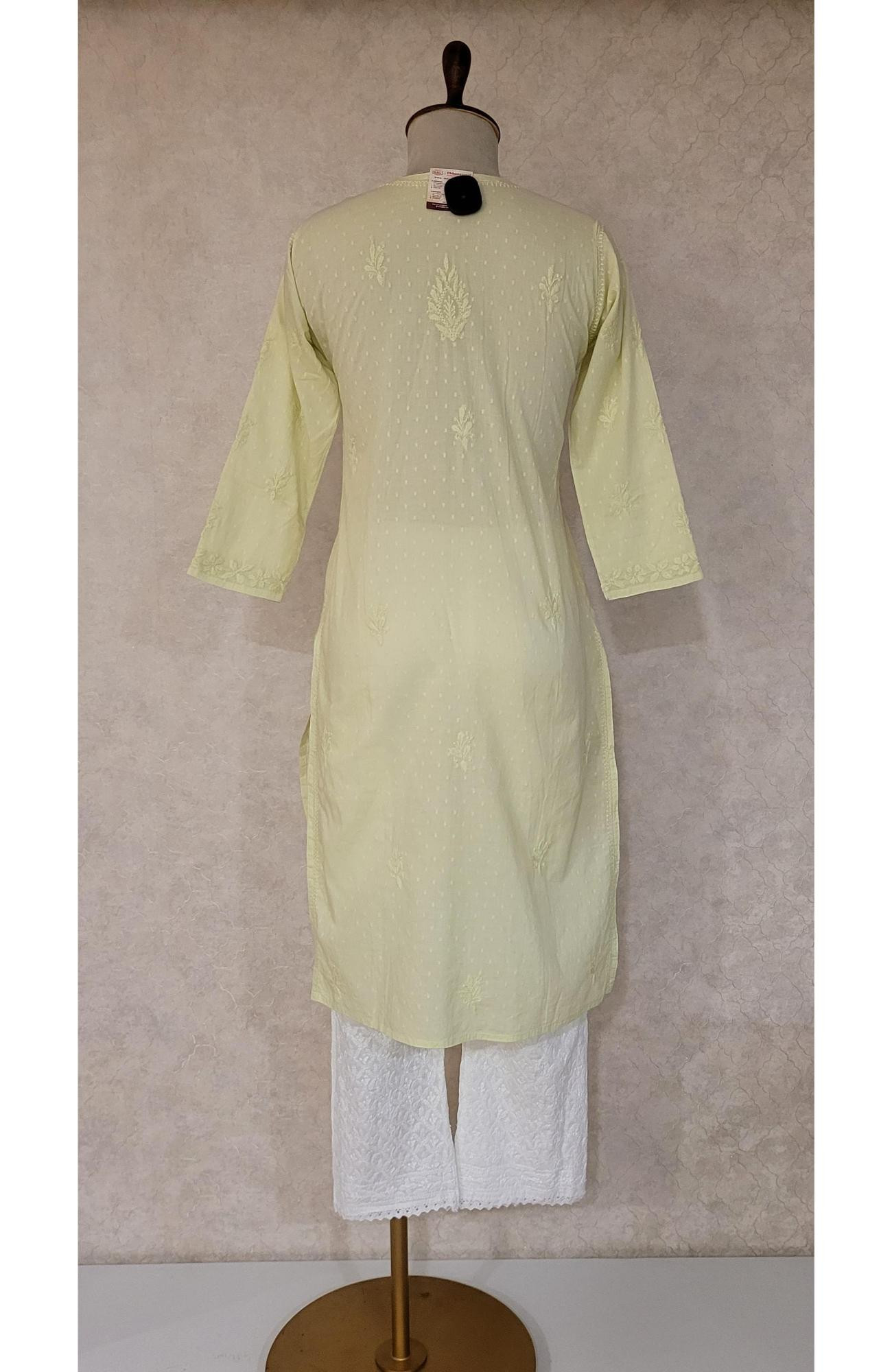 Green Cotton Chikankari Kurta