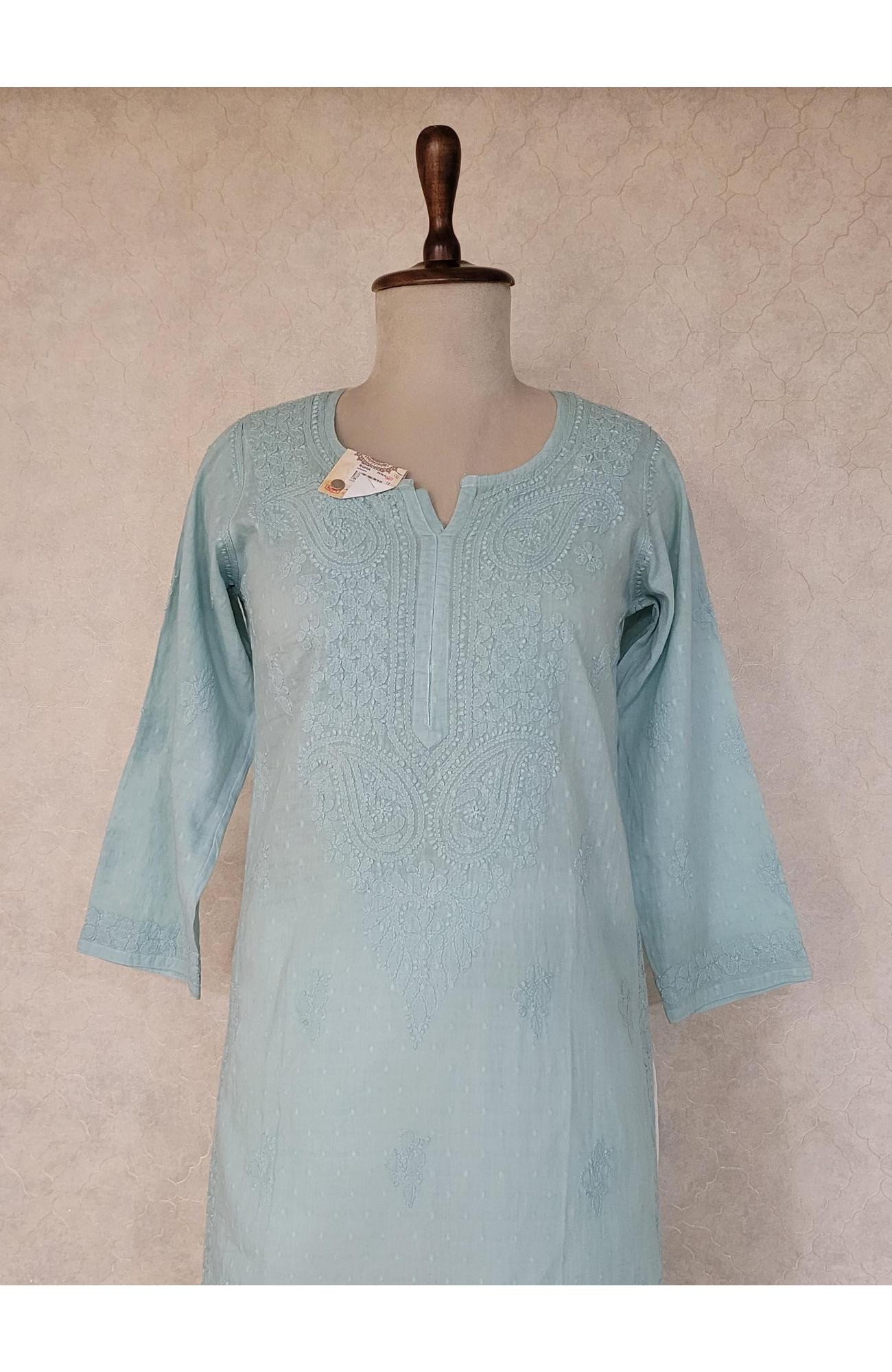 Grey Cotton Chikankari Kurta