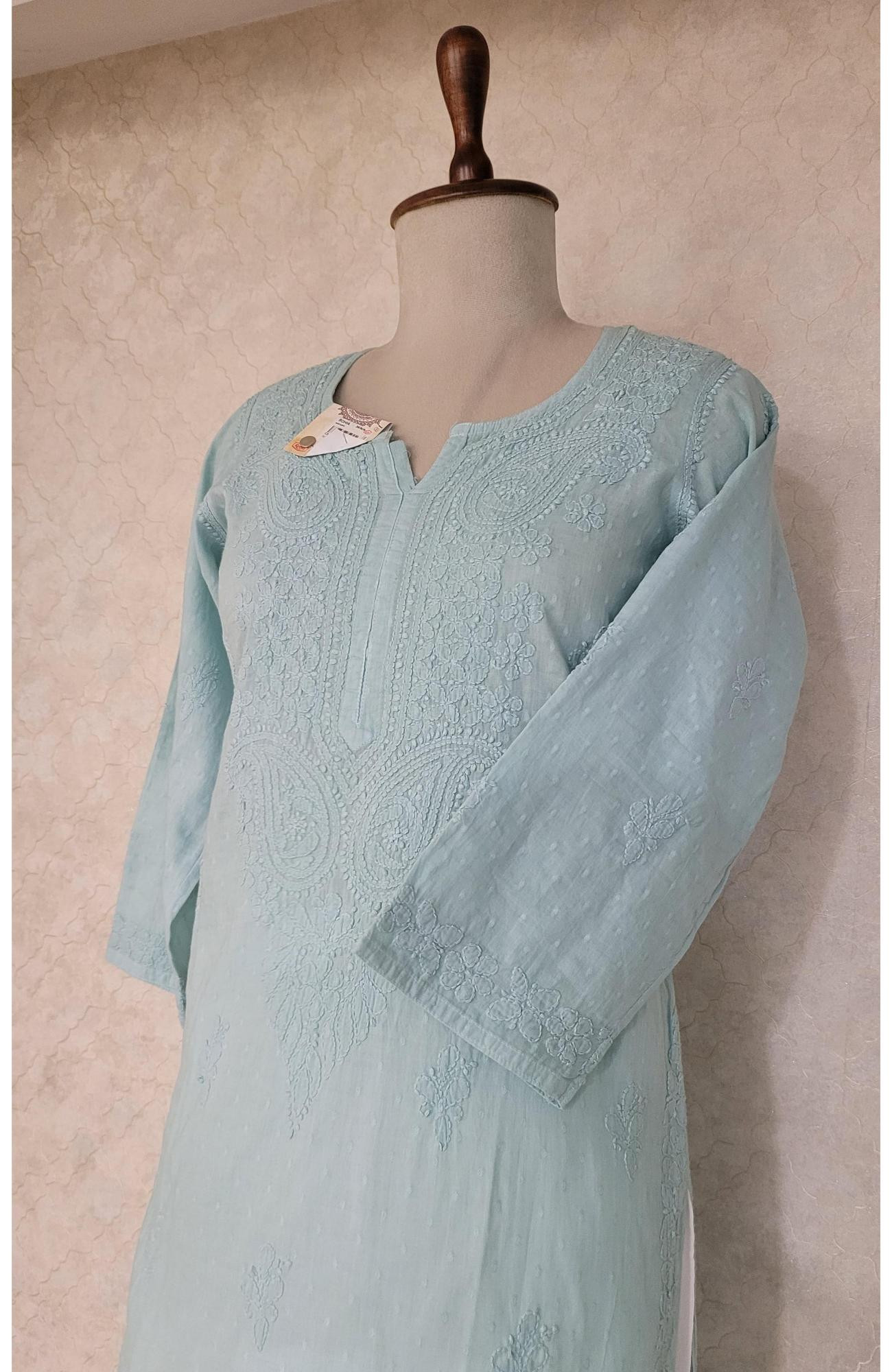 Grey Cotton Chikankari Kurta