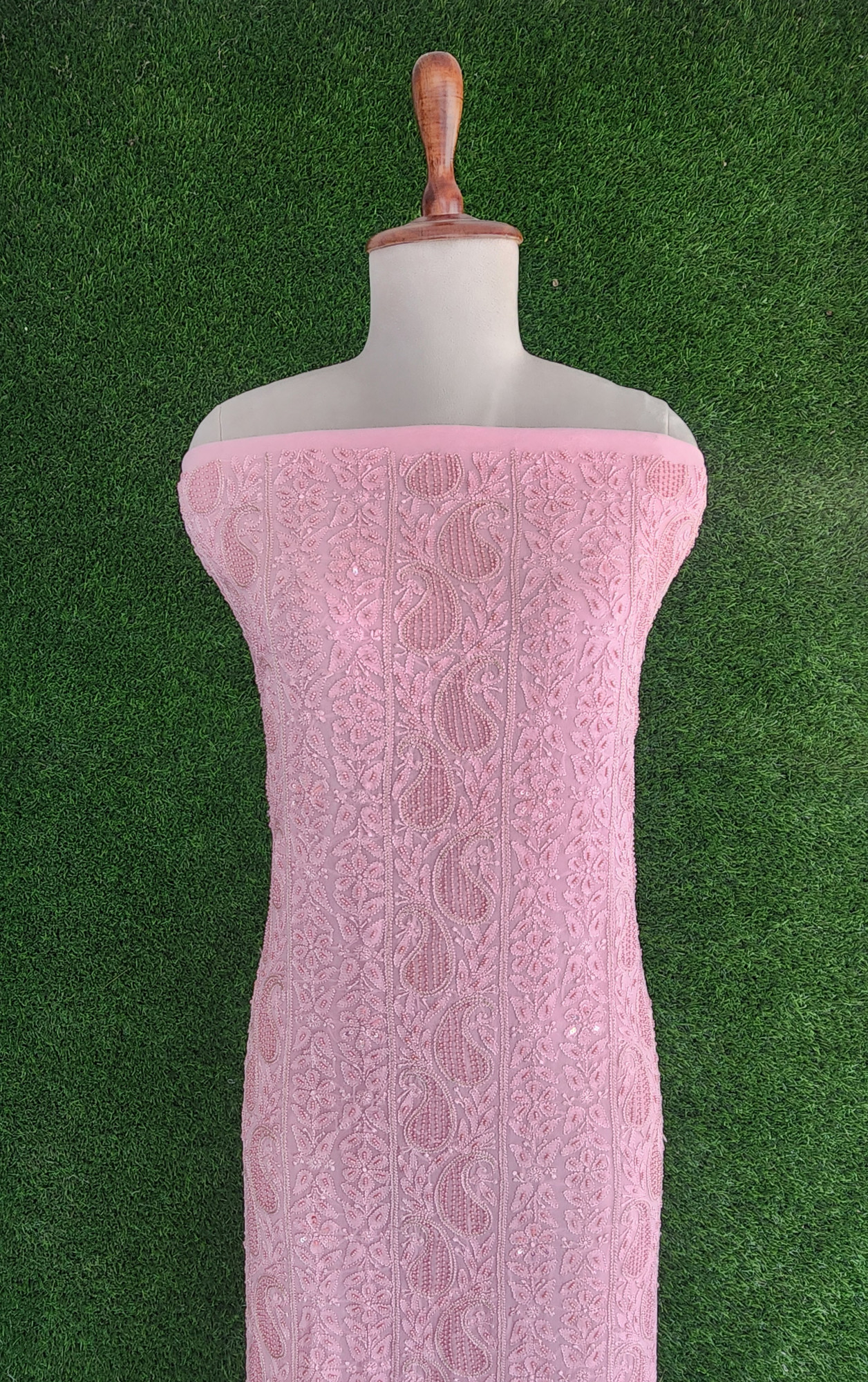 Pink Pure Georgette Chikankari Kurta & Dupatta