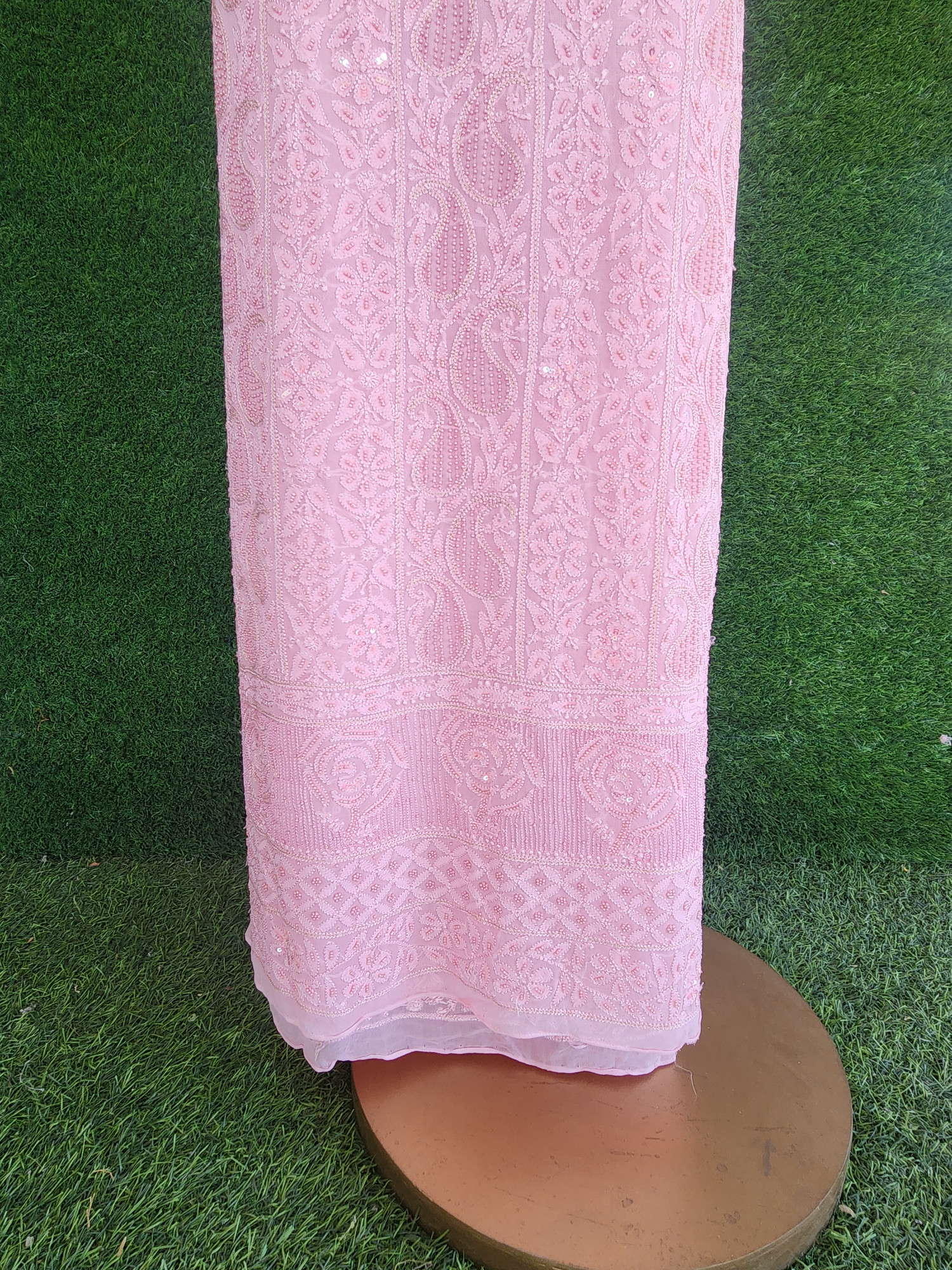 Pink Pure Georgette Chikankari Kurta & Dupatta
