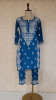 Turquoise Blue Modal Cotton Chikankari Kurta &amp; Pant Set