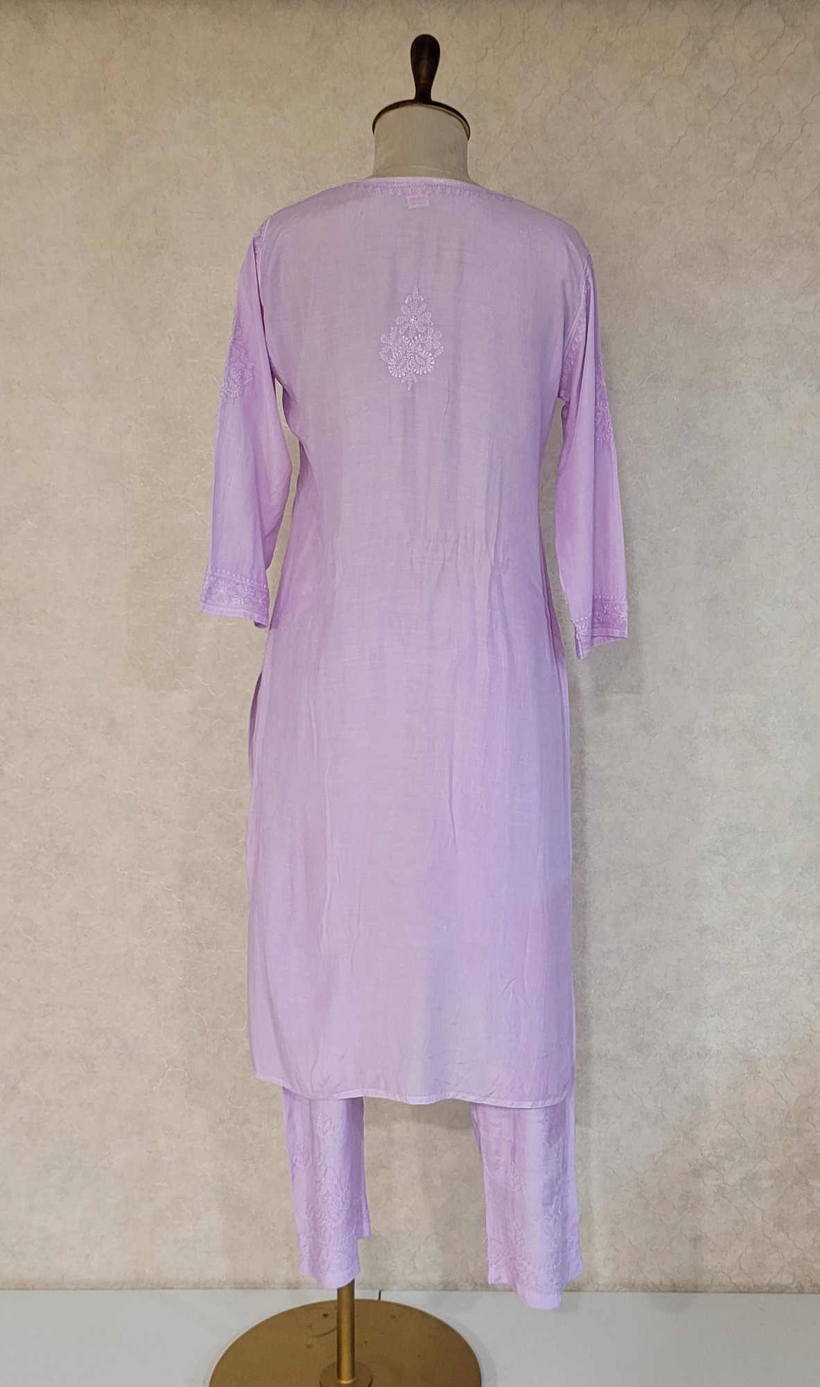 Lavender Muslin Chiankari Kurta & Pant Set
