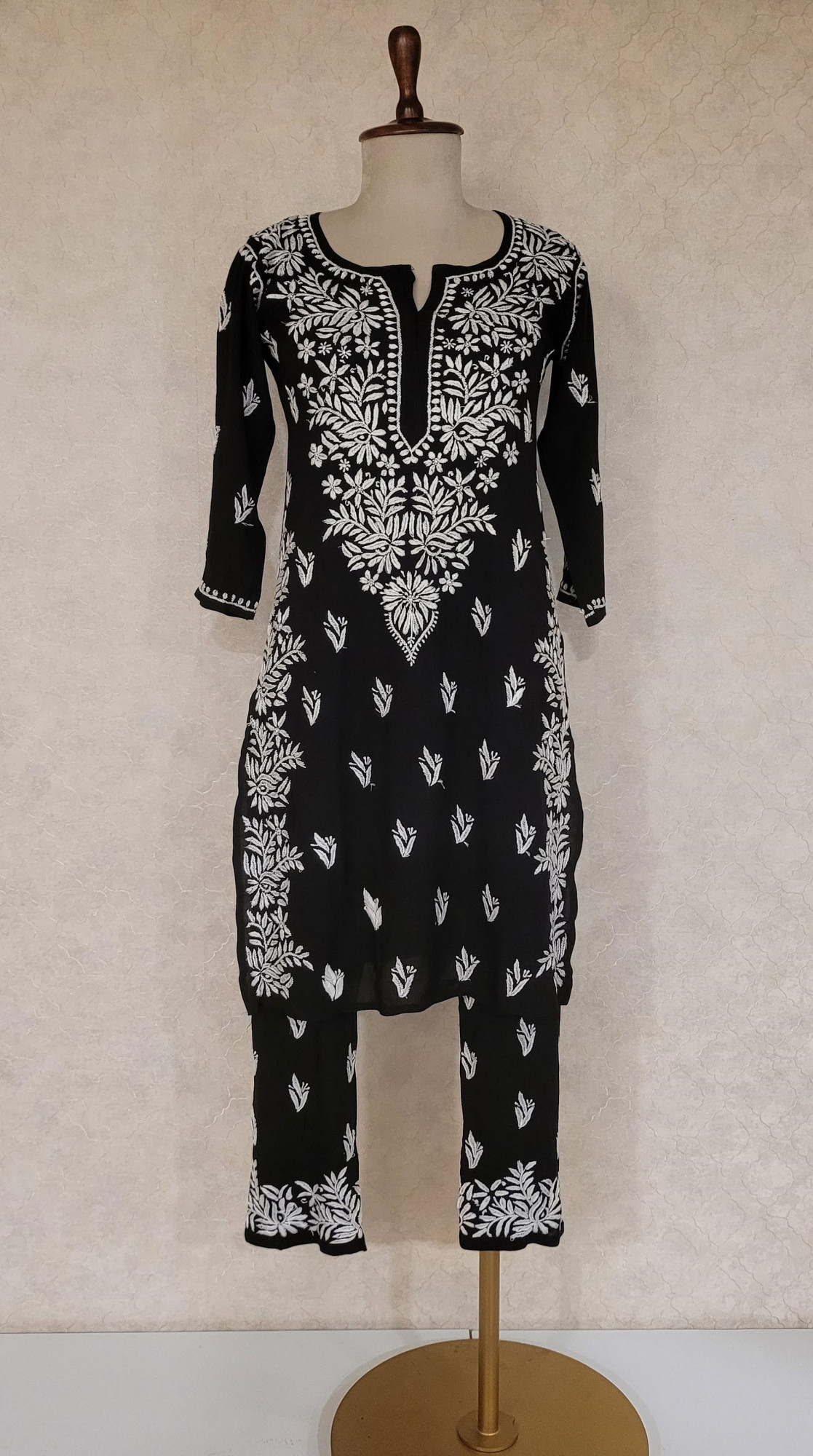 Black Modal Cotton Chikankari Kurta & Pant Set