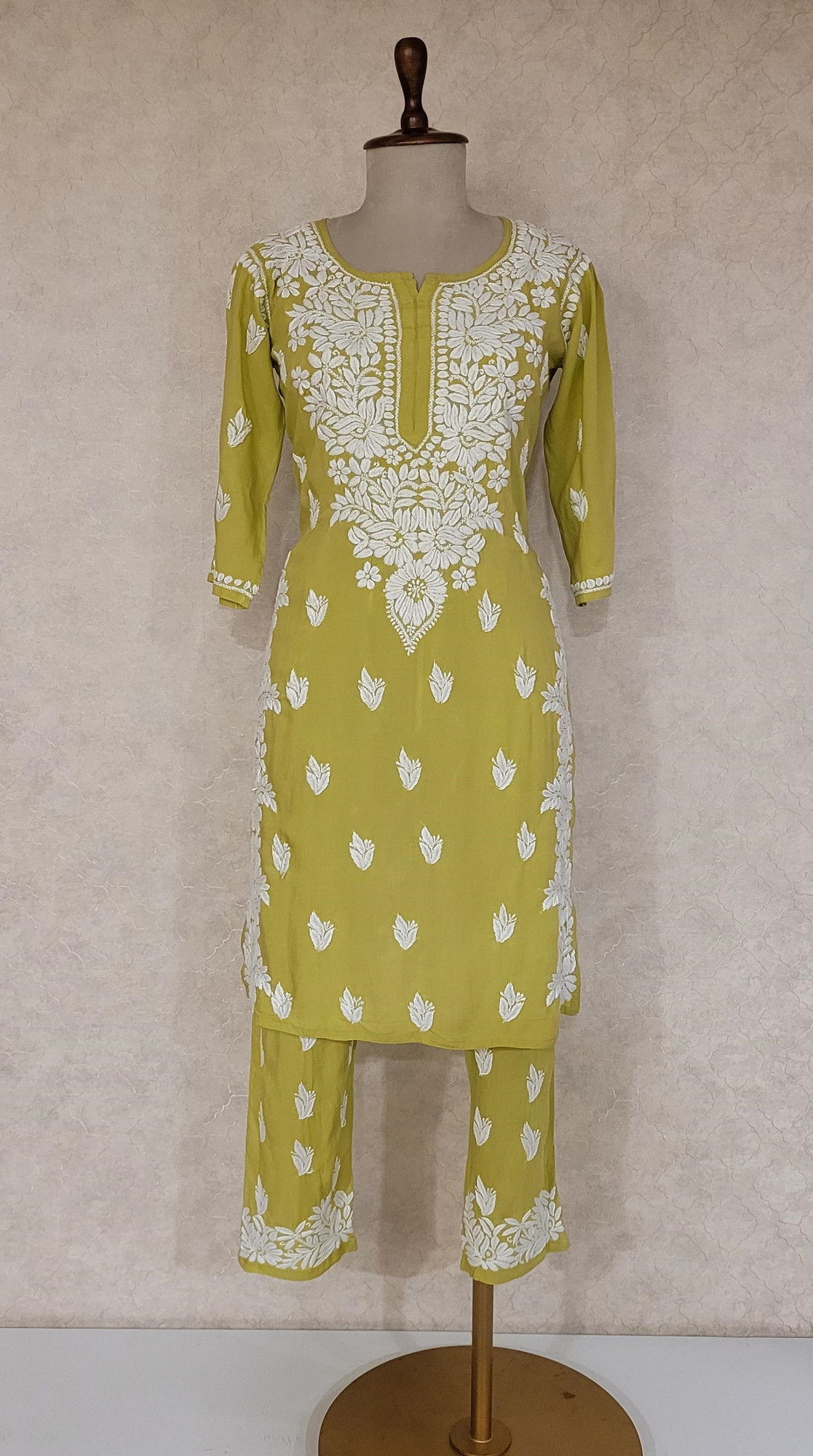 Lime Green Modal Cotton Chikankari Kurta & Pant Set