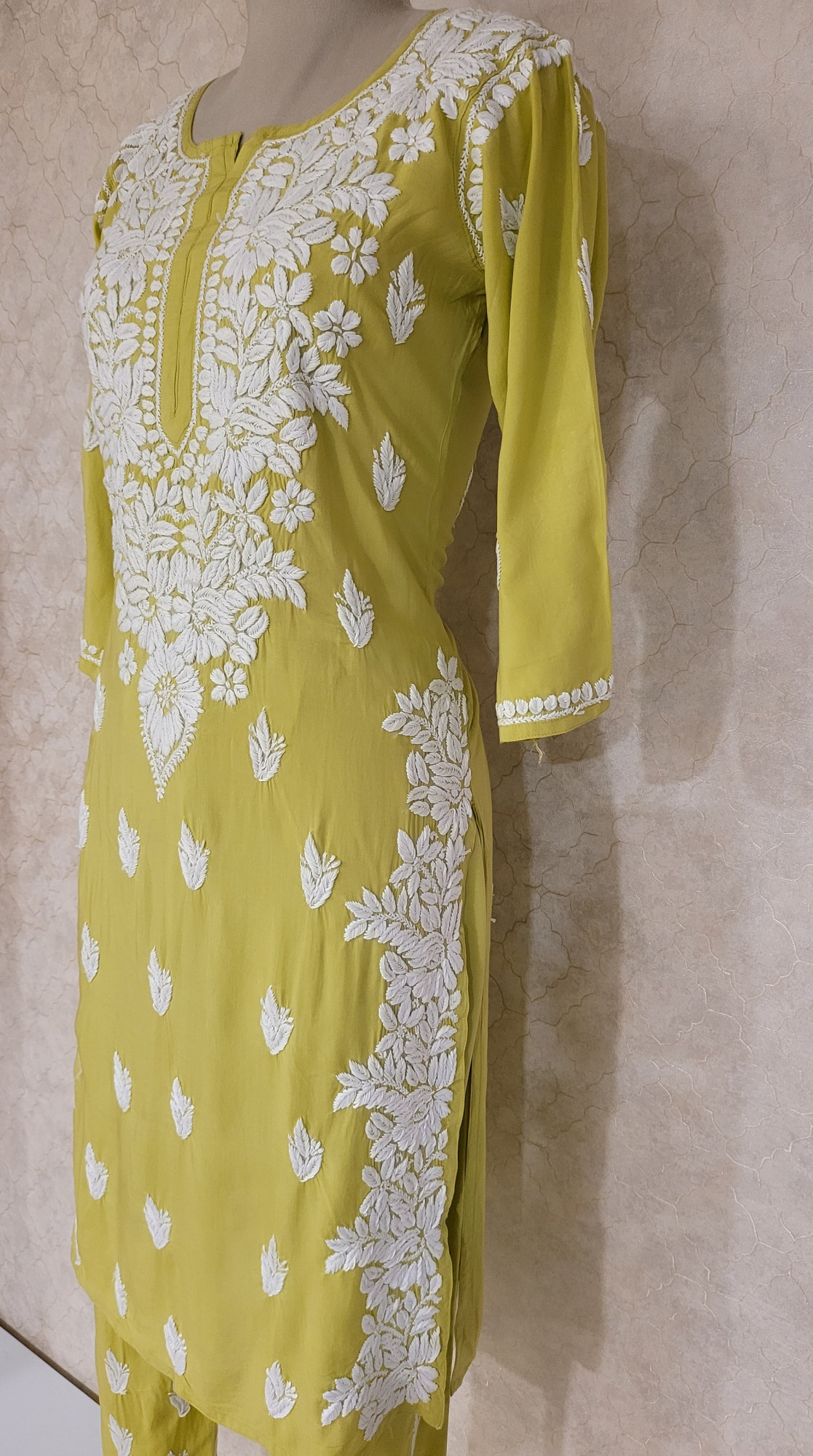 Lime Green Modal Cotton Chikankari Kurta & Pant Set
